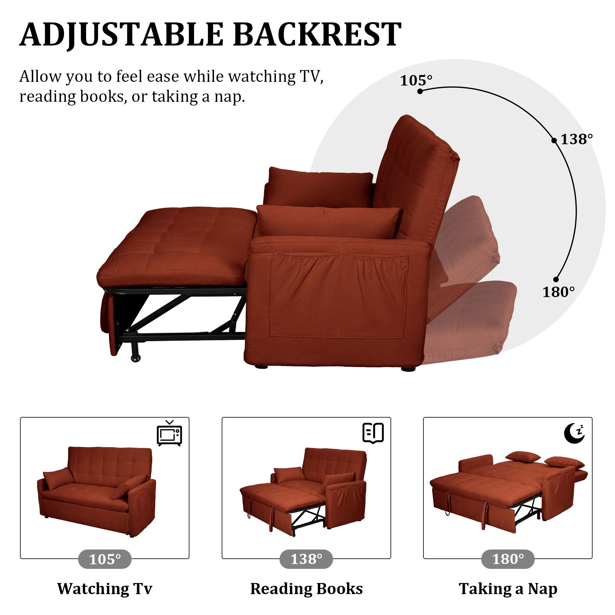 Balus - Sofa Bed Combination With Storage Pockets - Image 4
