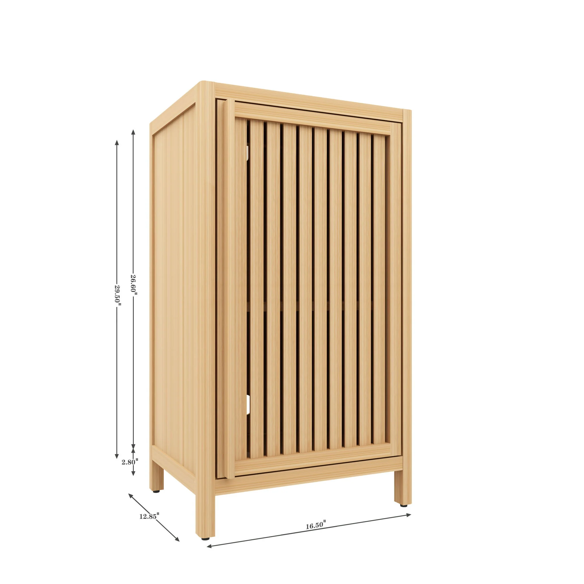 Bamboo Freestanding Storage Cabinet With Door And Shelf For Bathroom, Living Room, Kitchen - Natural / Natural Wood - Image 6