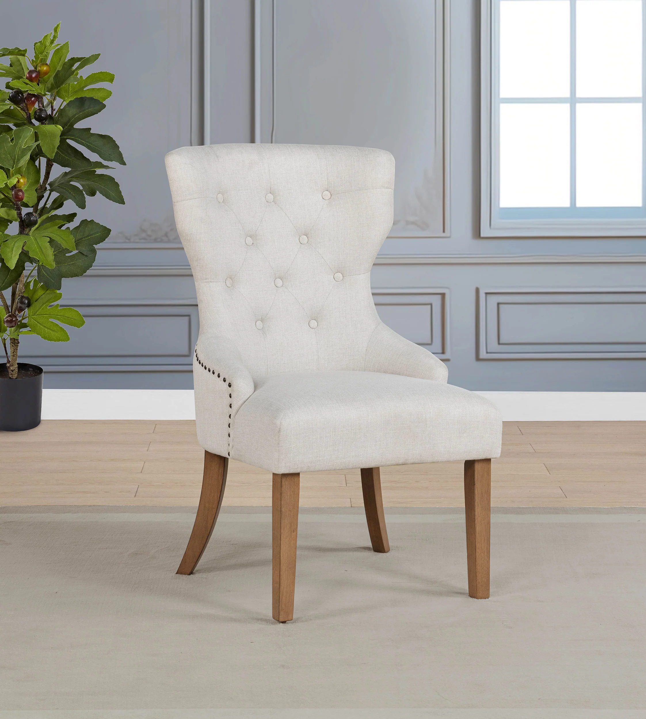 Baney Upholstered Dining Chair - Beige and Rustic Grey - Image 4