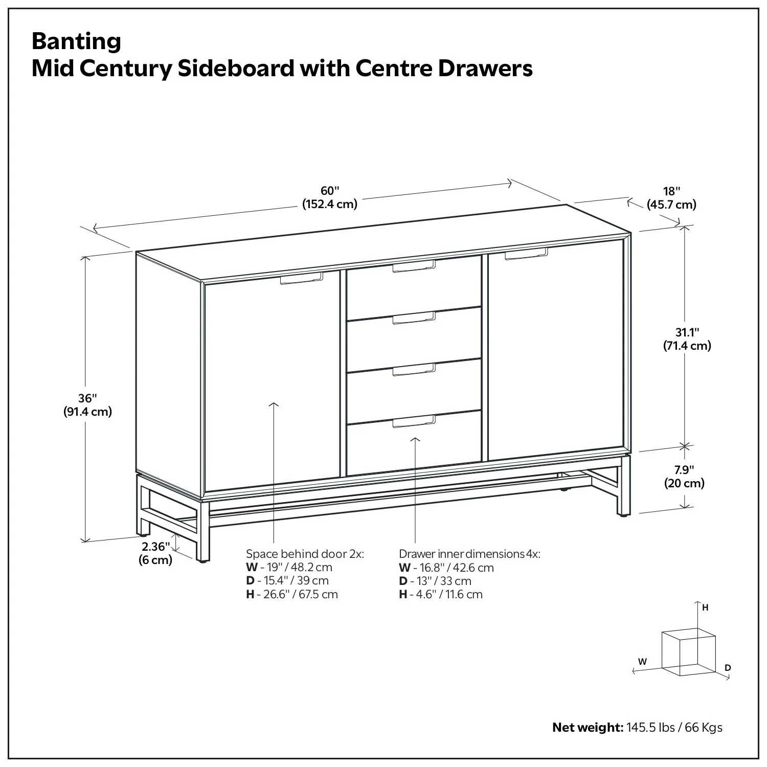 Banting - Sideboard With Centre Drawers - Image 4