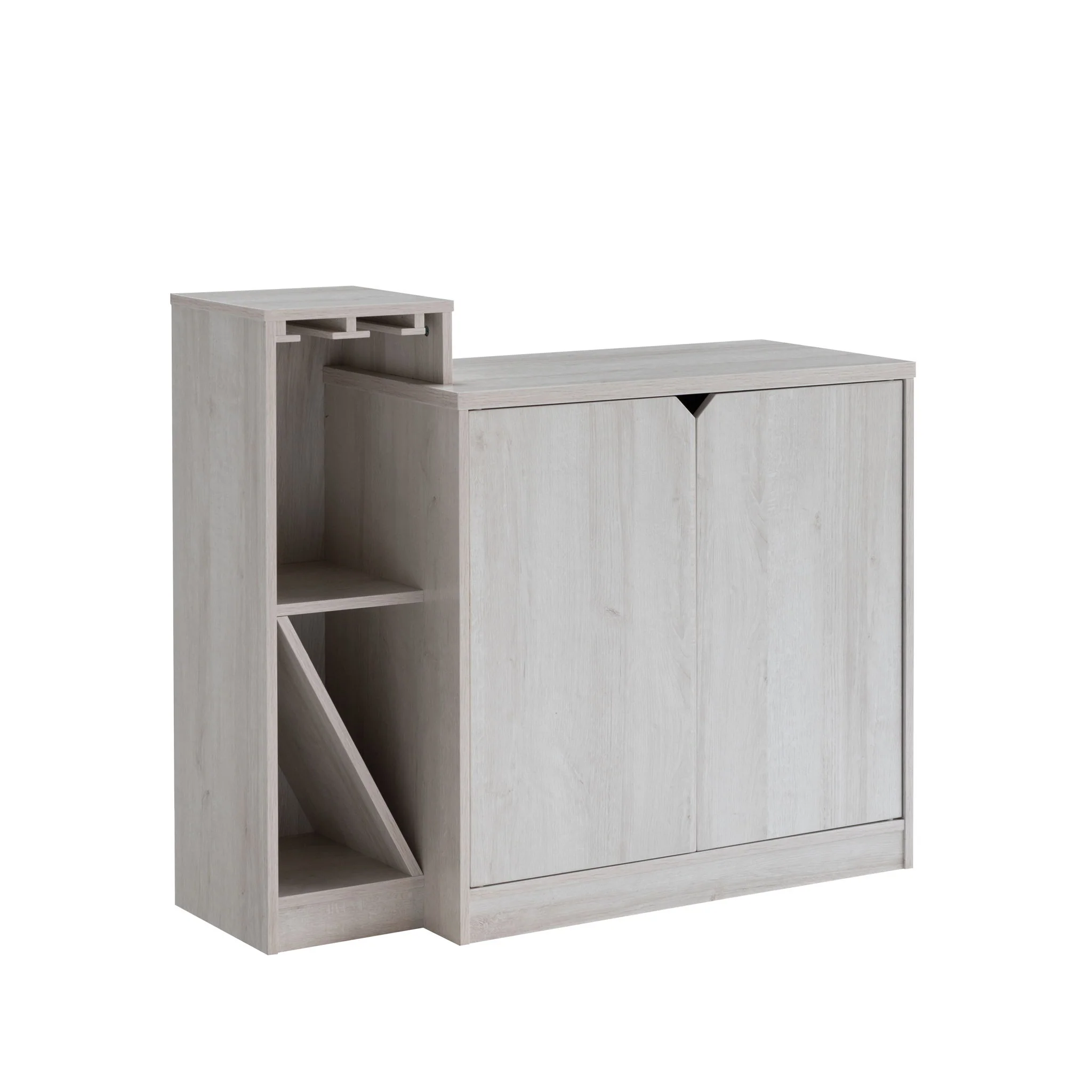 Bar Cabinet, Wine Bottle Storage Display Kitchen Cabinet, Holds 4 Wine Bottles - White Oak - Image 4