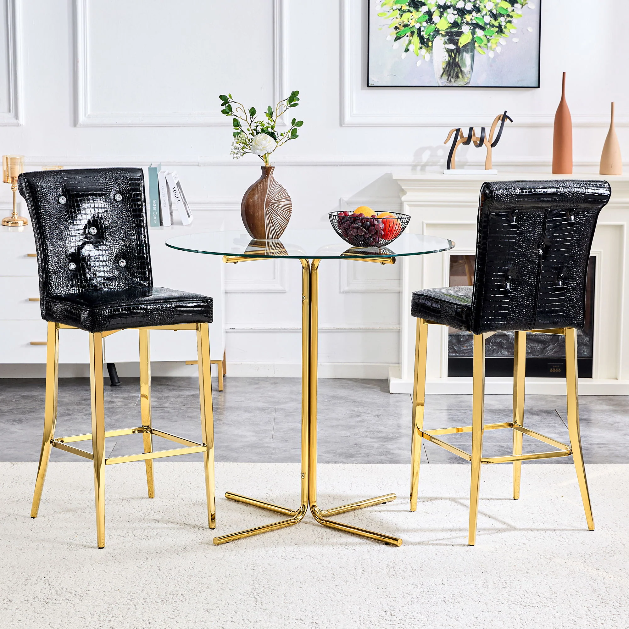 Bar Chairs With Crystal Clasp Design (Set of 2) - Image 3