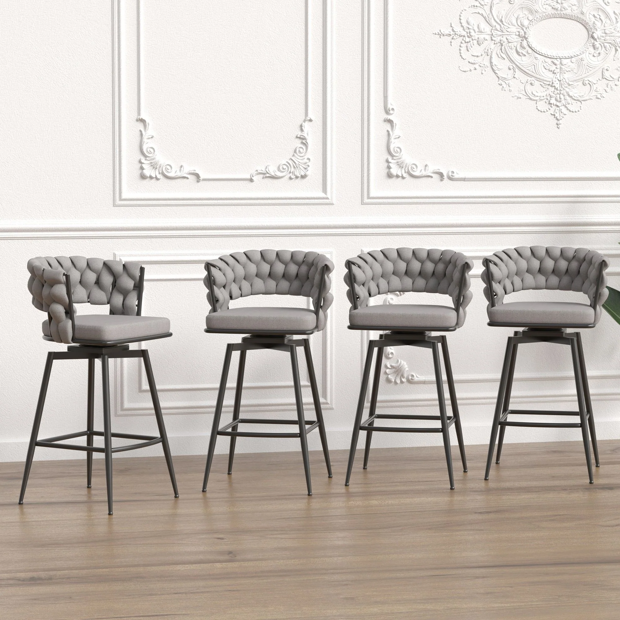 Bar Stool 360 Swivel With Back Footrest - Image 25