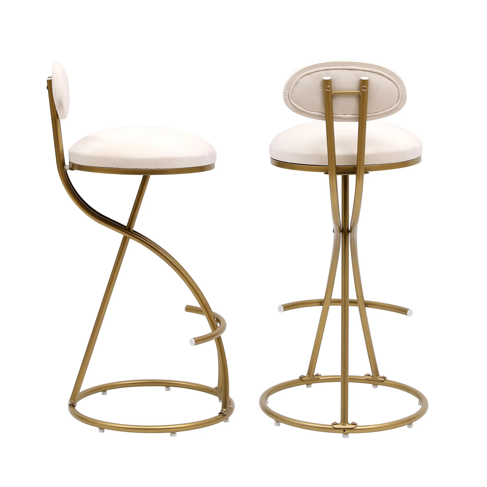 Bar Stools Upholstered Counter Height Barstools For Kitchen Island Modern Dining Chairs With Footrest (Set of 2) - Image 2