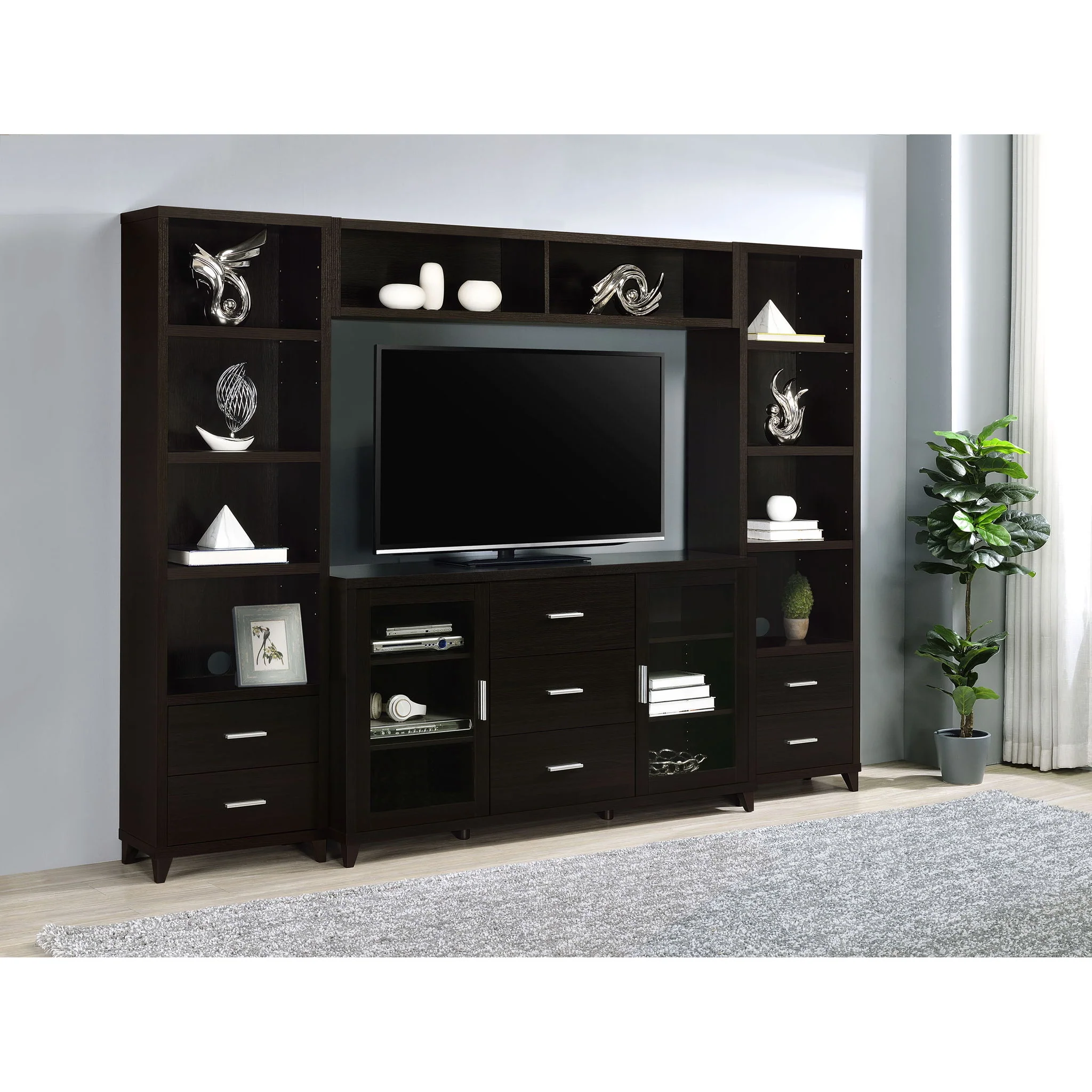 Barnaby - 4 Piece Rectangular Entertainment Center - Cappuccino - Image 6