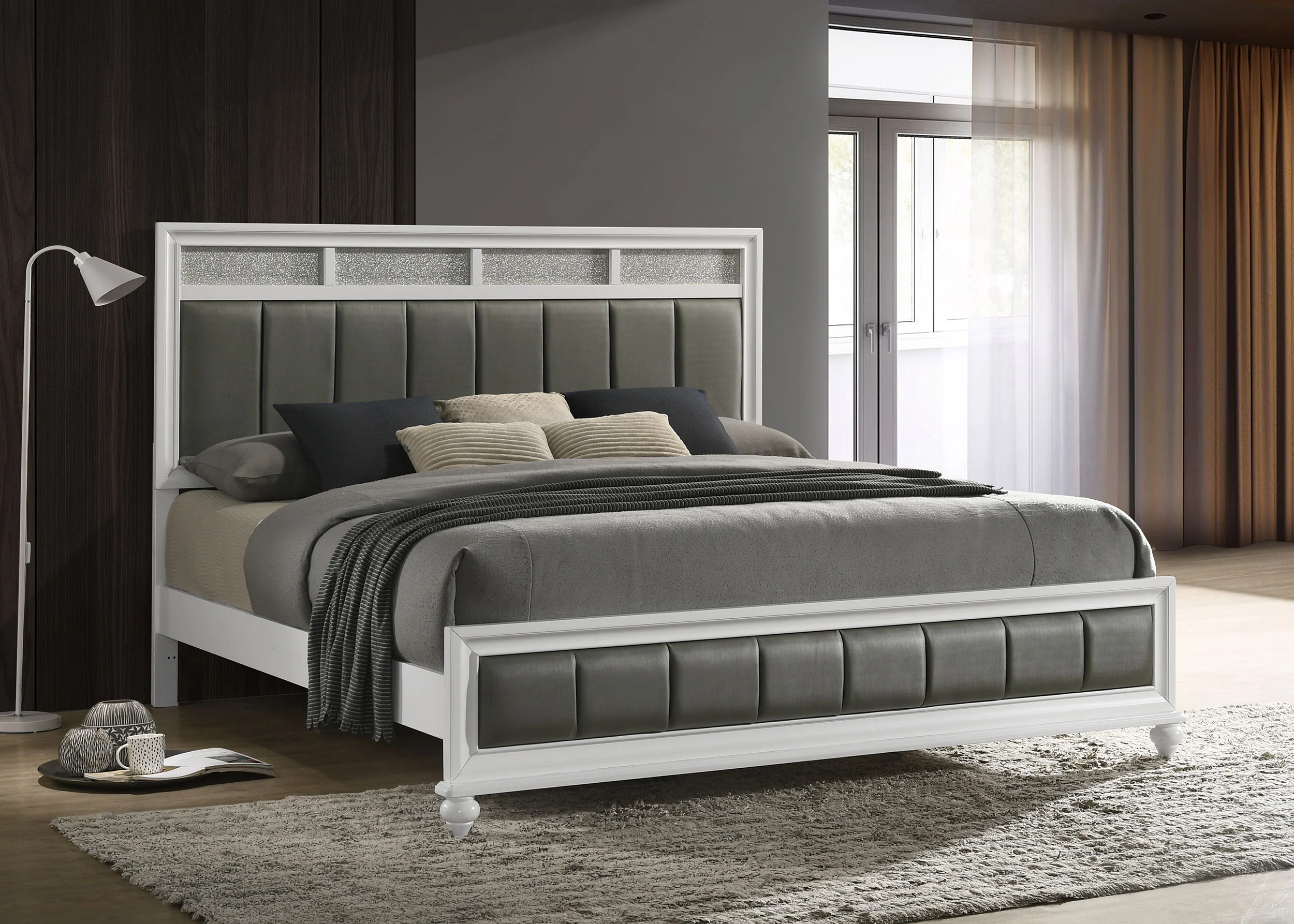 Barzini Wood Eastern King Panel Bed White - Image 4