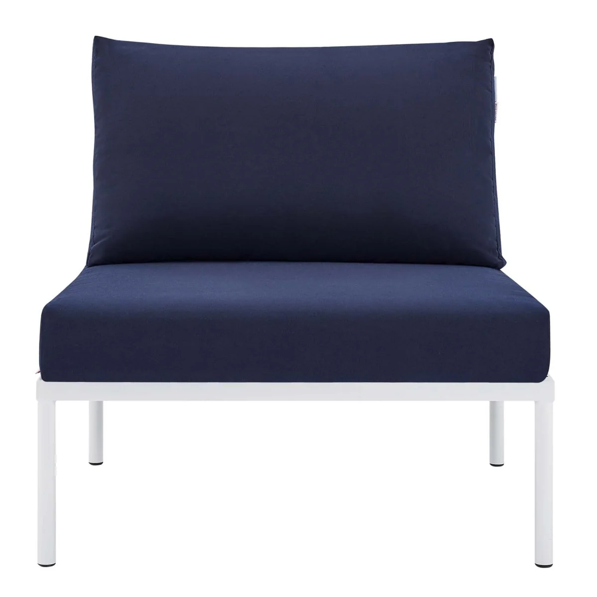 Basket Weave Aluminum Outdoor Armless Chair with Sunbrella® Cushions — Weather-Resistant - Image 6