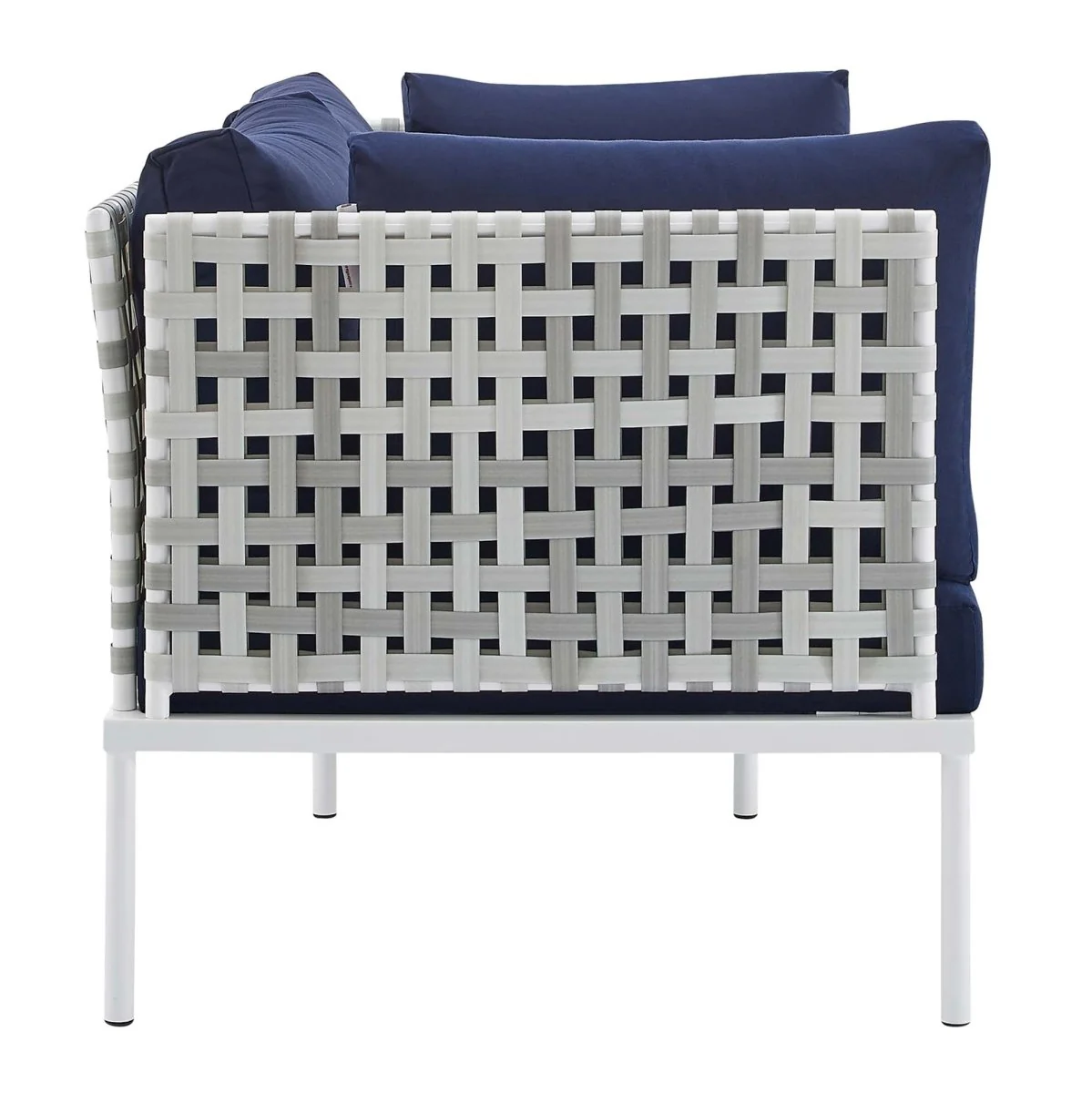 Basket Weave Aluminum Outdoor Loveseat with Sunbrella® Cushions - Durable Patio Seating - Image 12