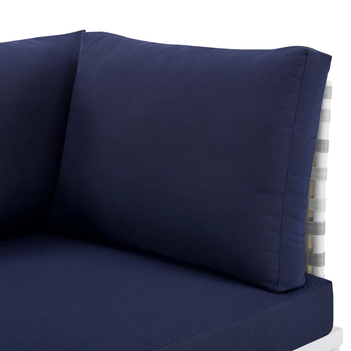 Basket Weave Aluminum Outdoor Sofa with Sunbrella® Cushions for Patio & Garden Seating - Image 7