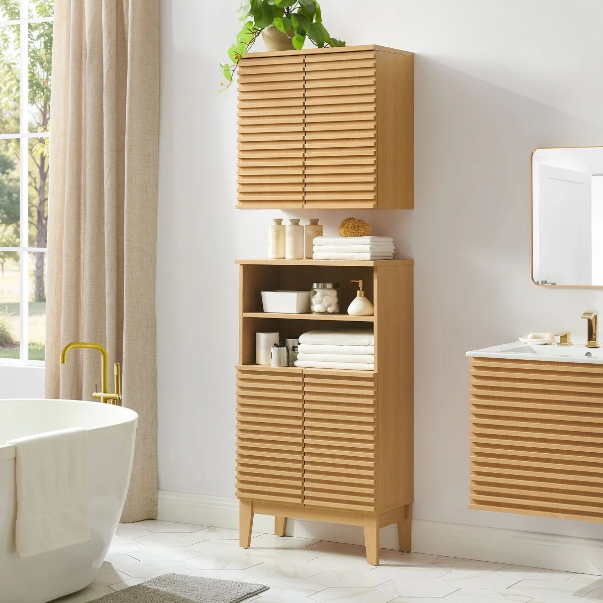 Bathroom Cabinet Set with Freestanding and Wall-Mounted Storage for Organization - Image 20