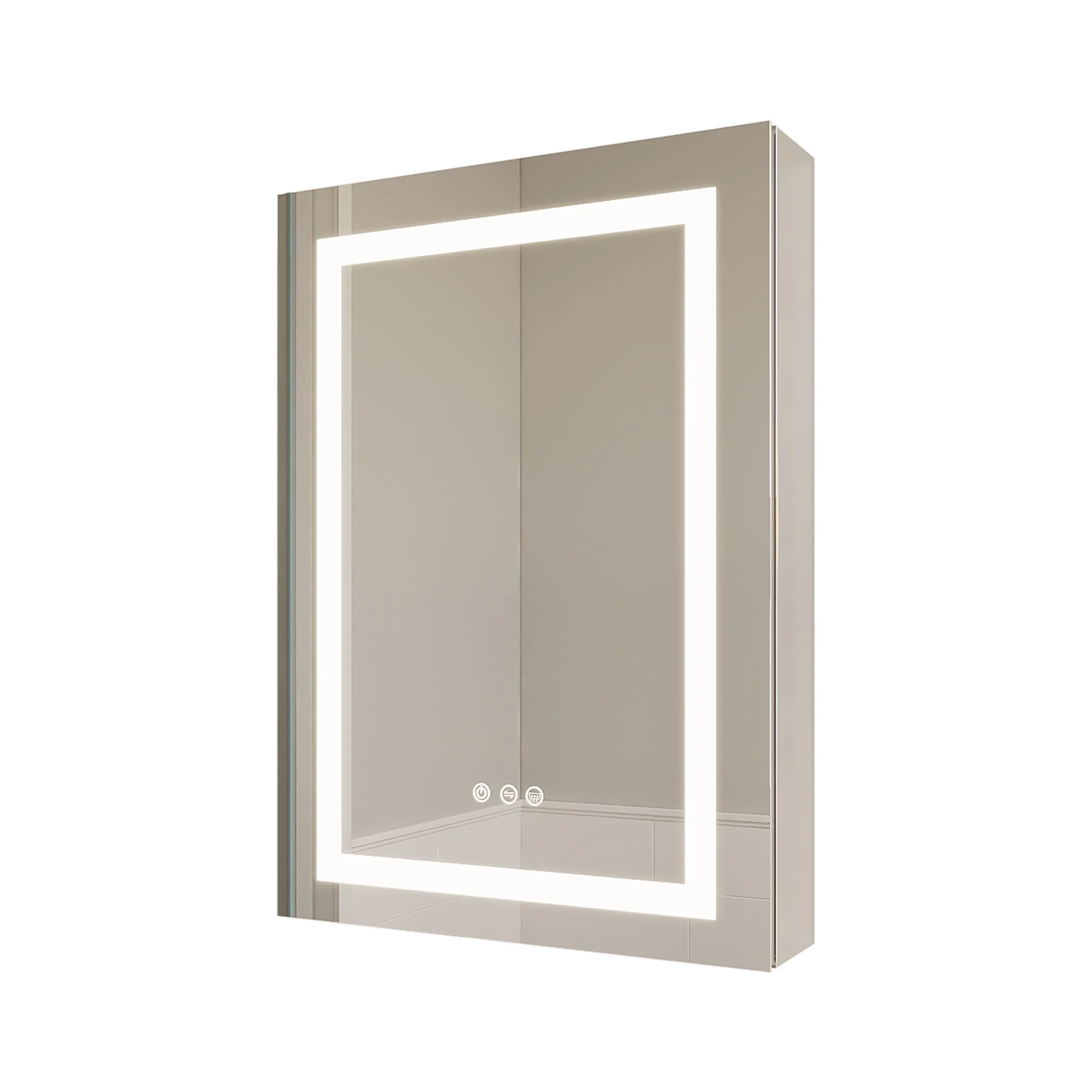 Bathroom Medicine Cabinet With LED Mirror, Anti-Fog, Waterproof, 3000K~6000K Single Door Lighted Bathroom Cabinet With Touch Swich - Image 3