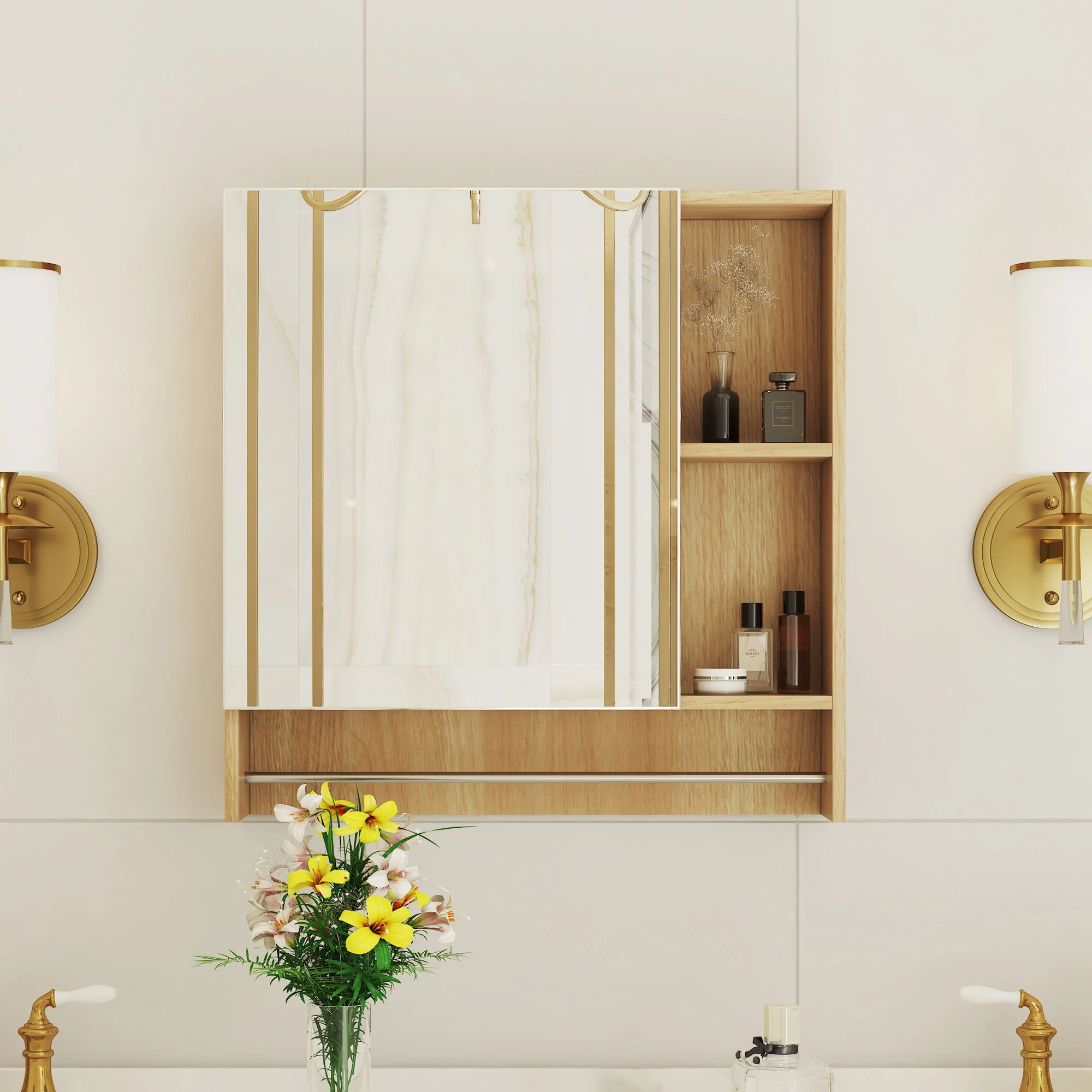 Bathroom Mirror Medicine Cabinet Wall Mounted With Shelves - Image 9