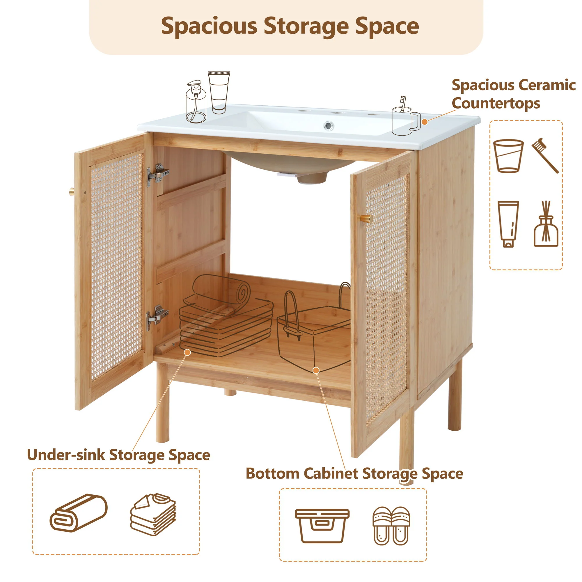 Bathroom Vanity Cabinet With Doors, Soft Close Design - Image 12