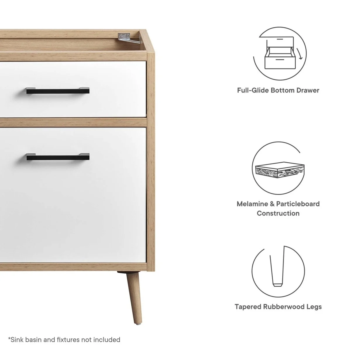 Bathroom Vanity Cabinet with Drawer – Sink Basin Not Included, Multiple Sizes Available - Image 2