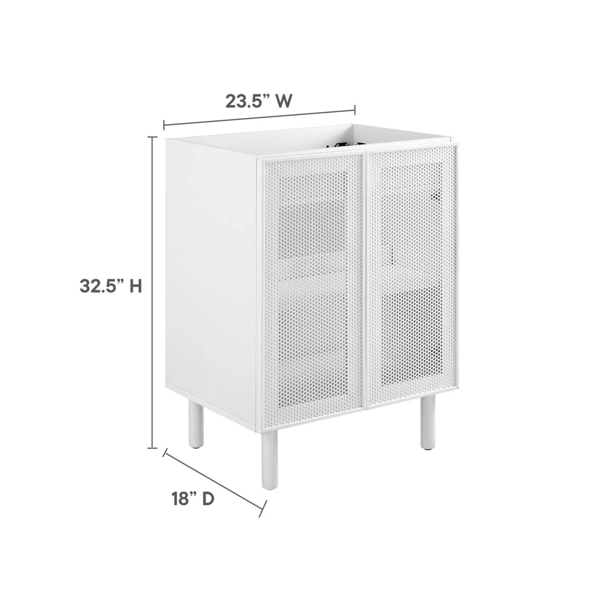 Bathroom Vanity Cabinet with Perforated Metal Doors – Sink Basin Not Included - Image 3