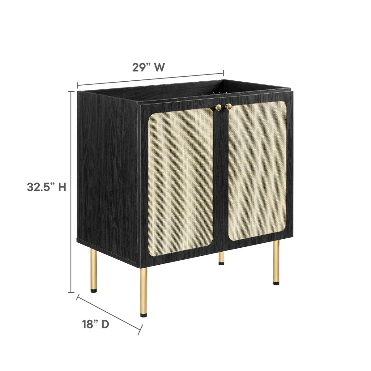 Bathroom Vanity Cabinet with Rattan Doors – Sink Basin Not Included, Various Sizes - Image 83