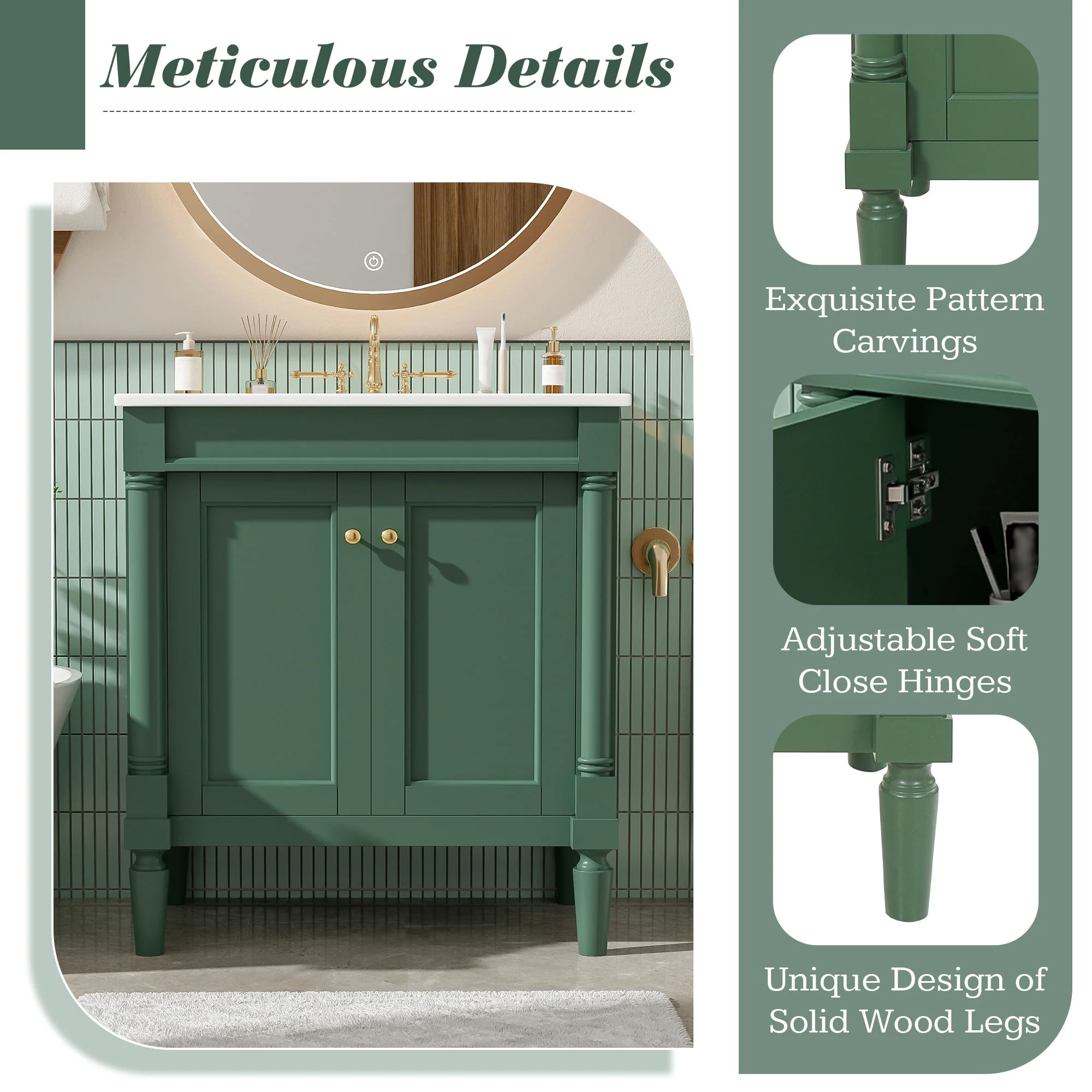 Bathroom Vanity Cabinet With Sink, Soft Close Doors, Storage Cabinet - Image 5