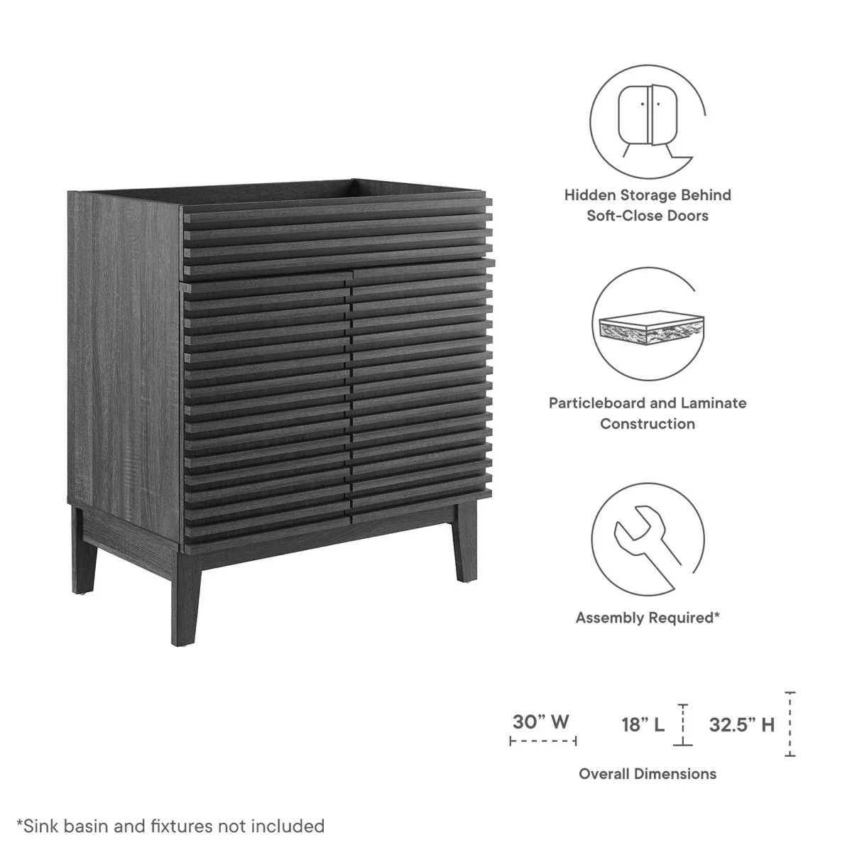 Bathroom Vanity Cabinet with Storage — Mid-Century Modern Design, Durable Construction - Image 26