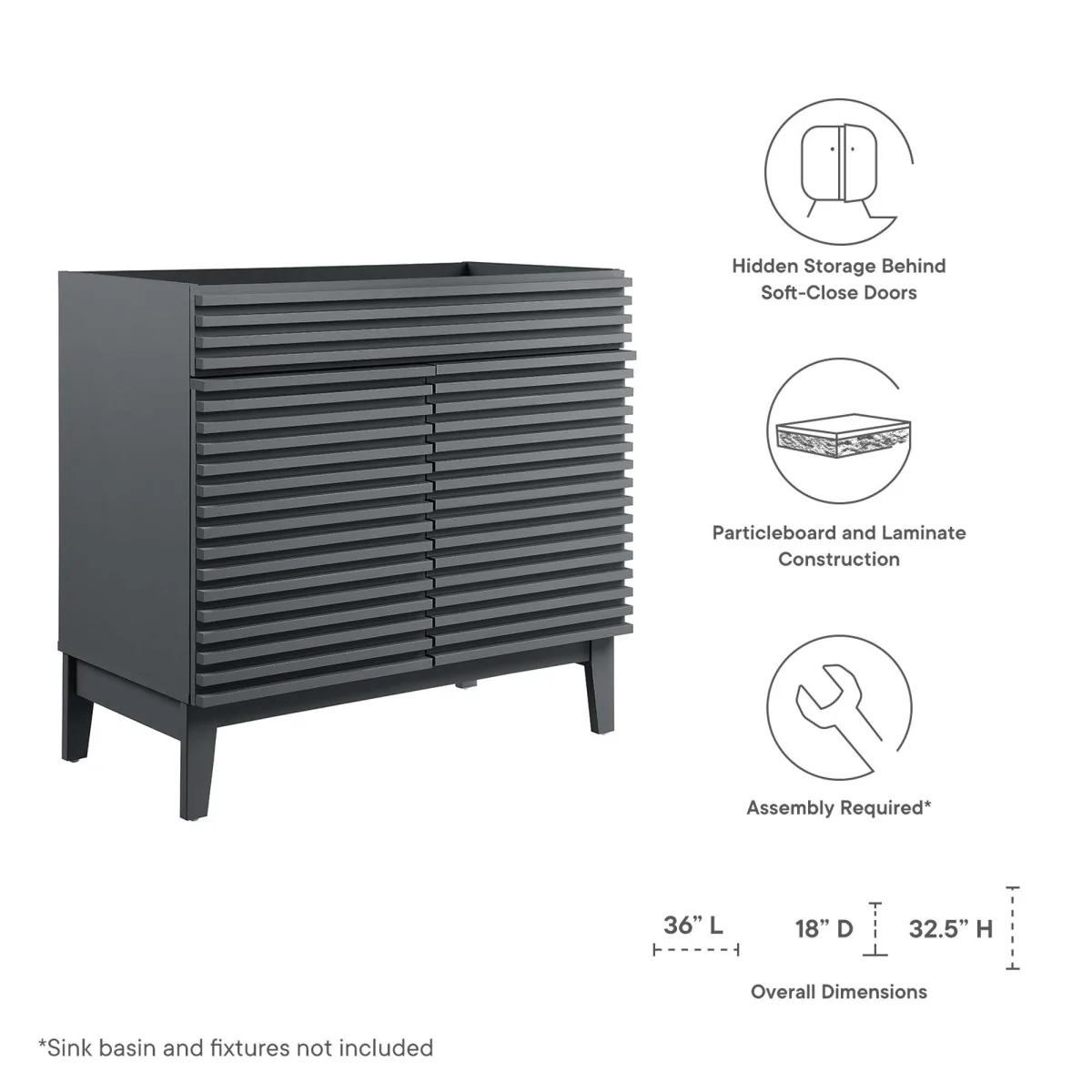 Bathroom Vanity Cabinet with Storage — Mid-Century Modern Design, Durable Construction - Image 78