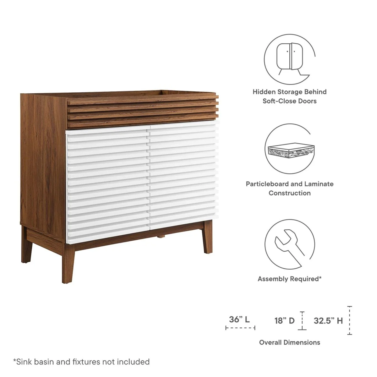 Bathroom Vanity Cabinet with Storage — Mid-Century Modern Design, Durable Construction - Image 94