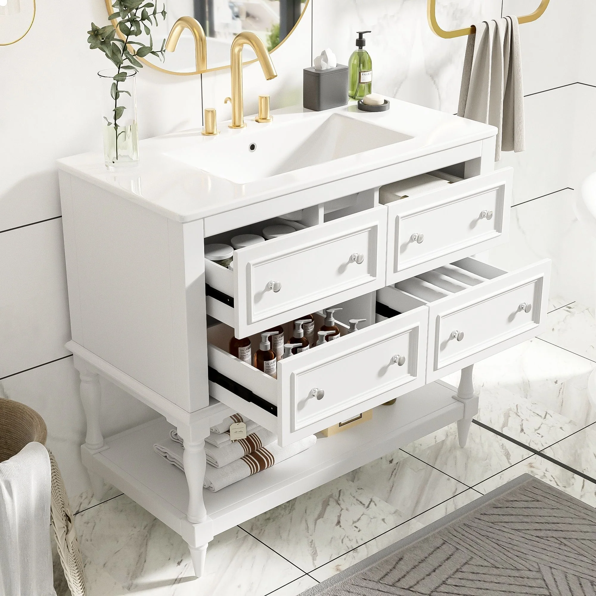 Bathroom Vanity Cabinet With Undermount Sink, 4 Drawer Set - Image 27
