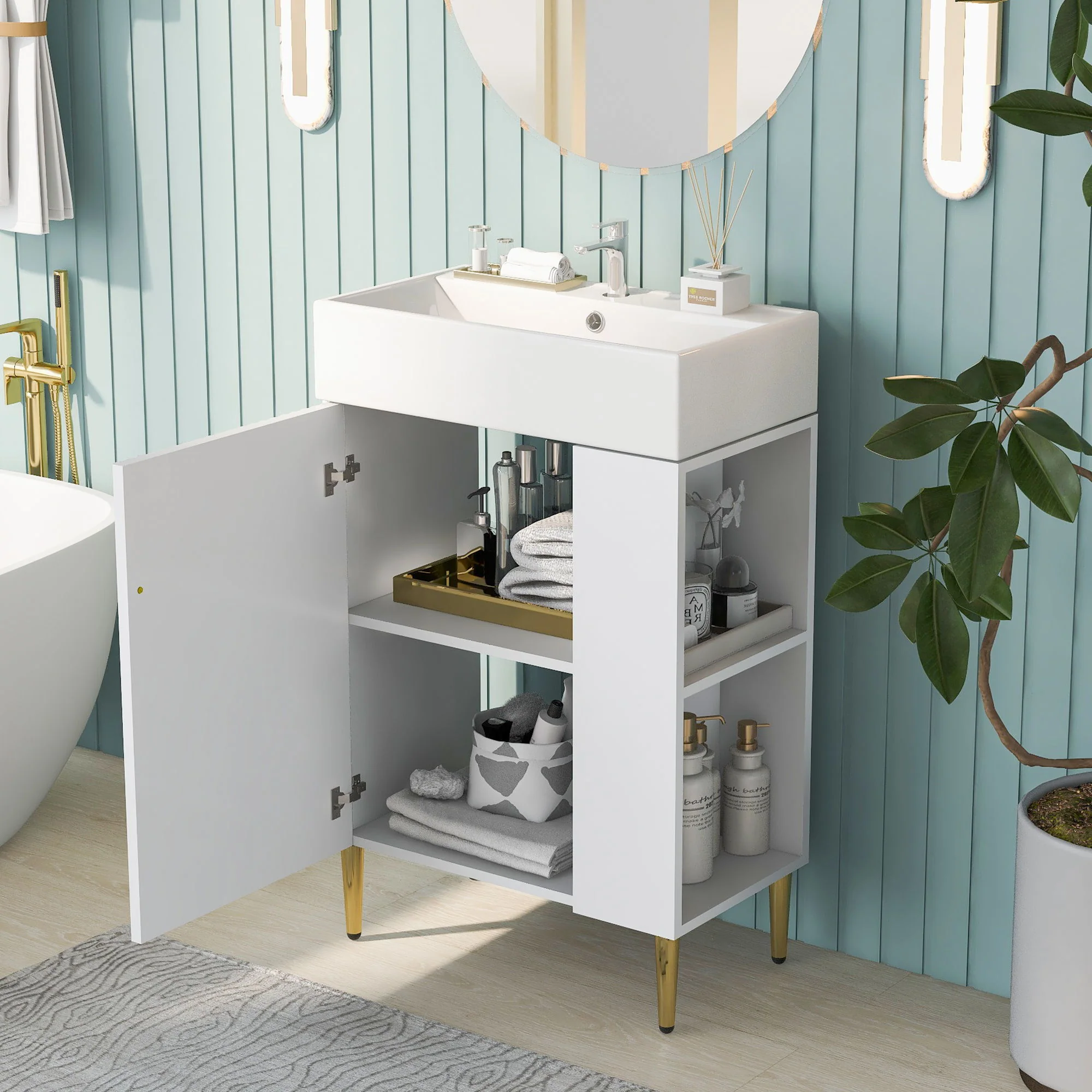 Bathroom Vanity, Combo Cabinet, Bathroom Storage Cabinet, Single Ceramic Sink - Image 15