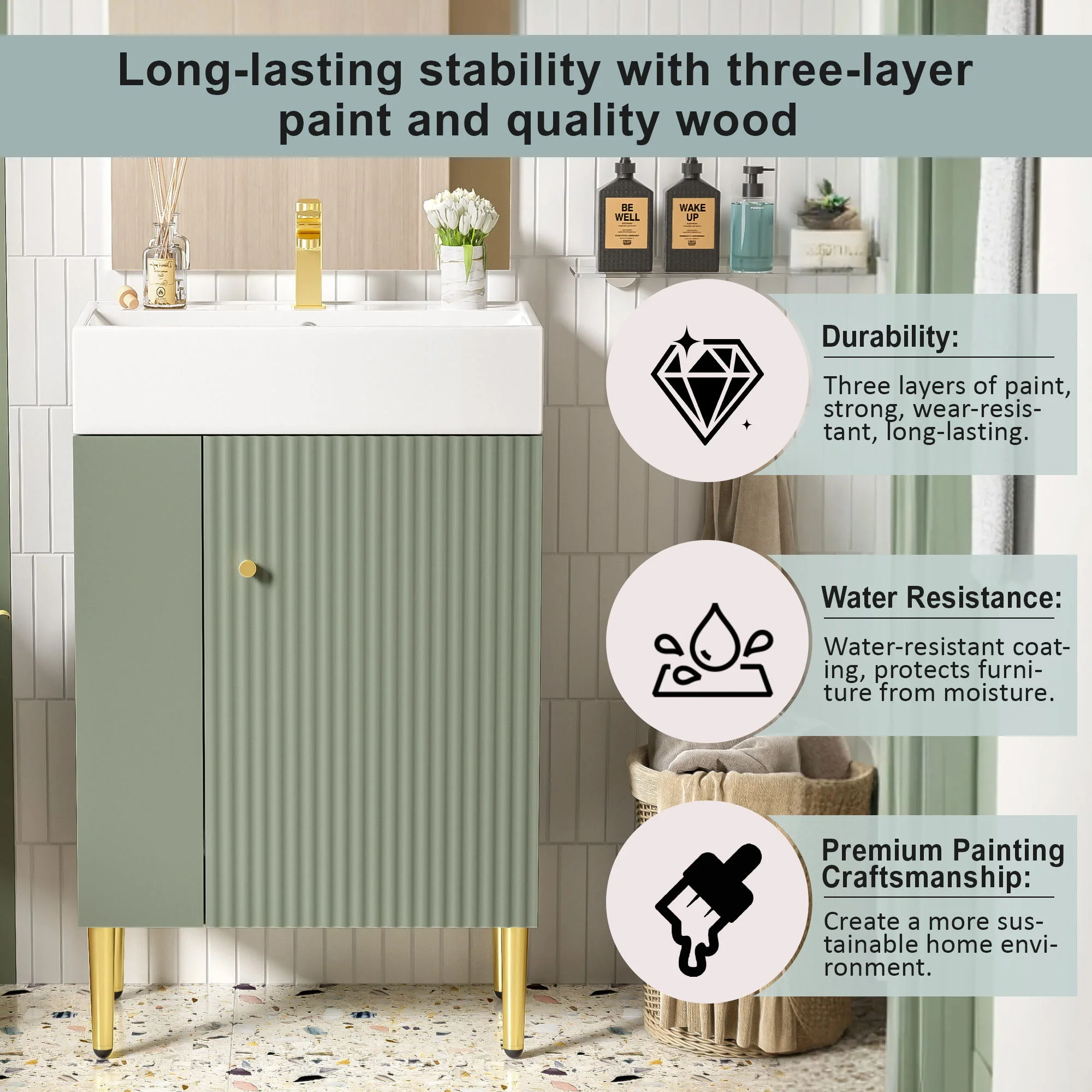 Bathroom Vanity, Combo Cabinet, Bathroom Storage Cabinet, Single Ceramic Sink - Image 21