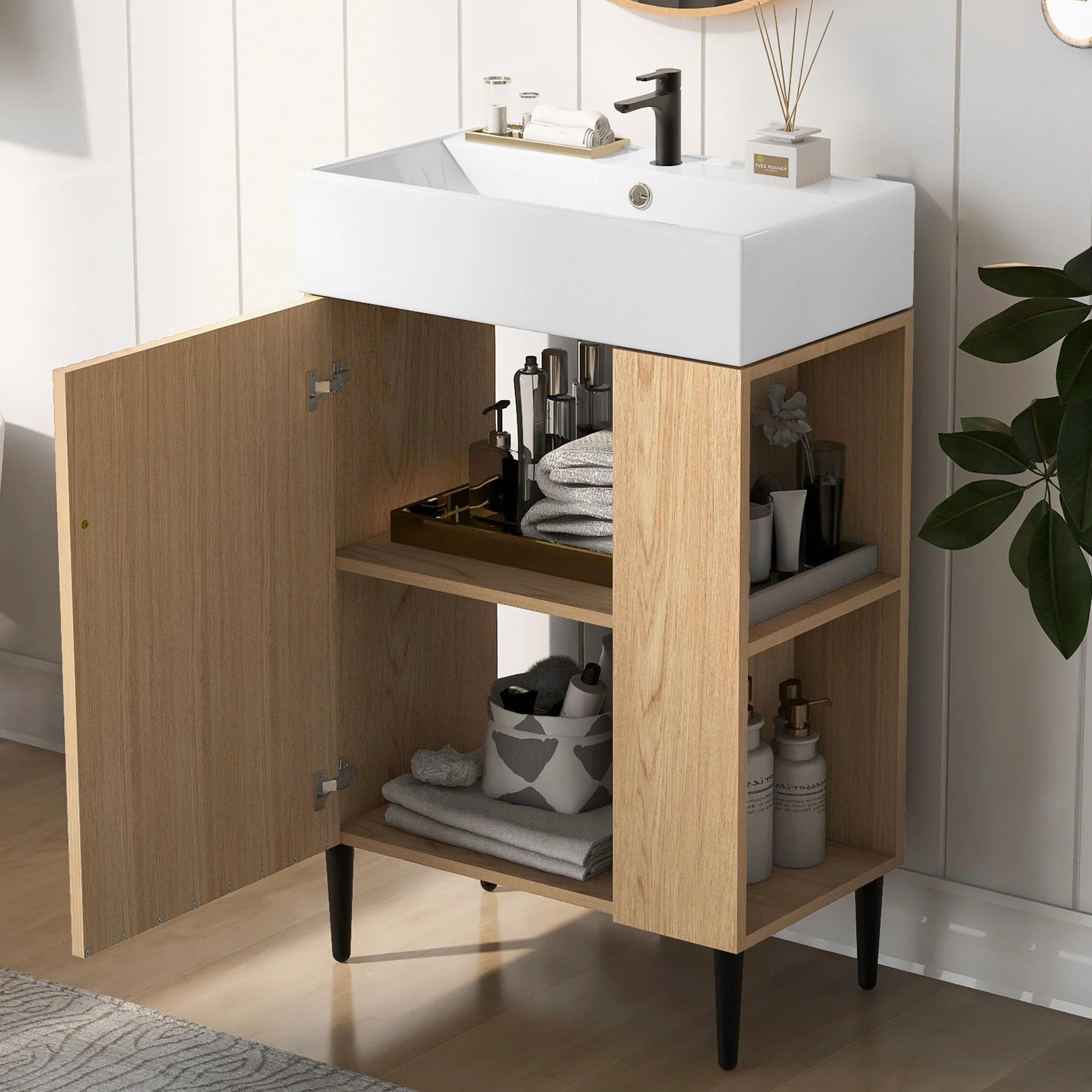 Bathroom Vanity, Combo Cabinet, Bathroom Storage Cabinet, Single Ceramic Sink - Image 33