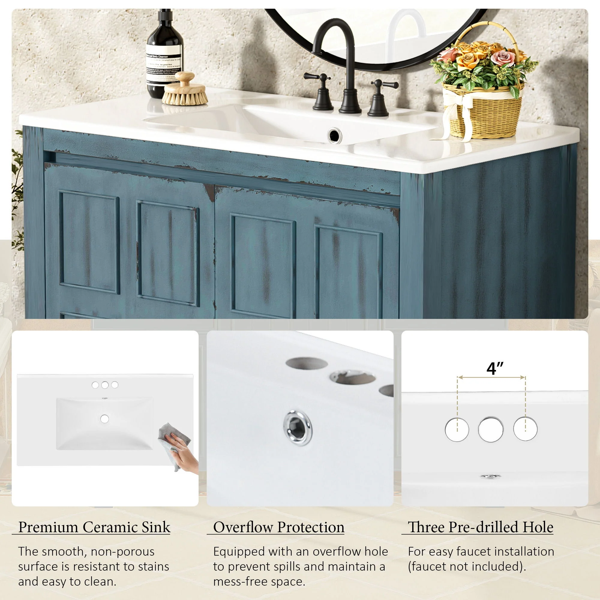 Bathroom Vanity Organizer With Sink, Combo Cabinet Set, Bathroom Storage Cabinet - Image 15