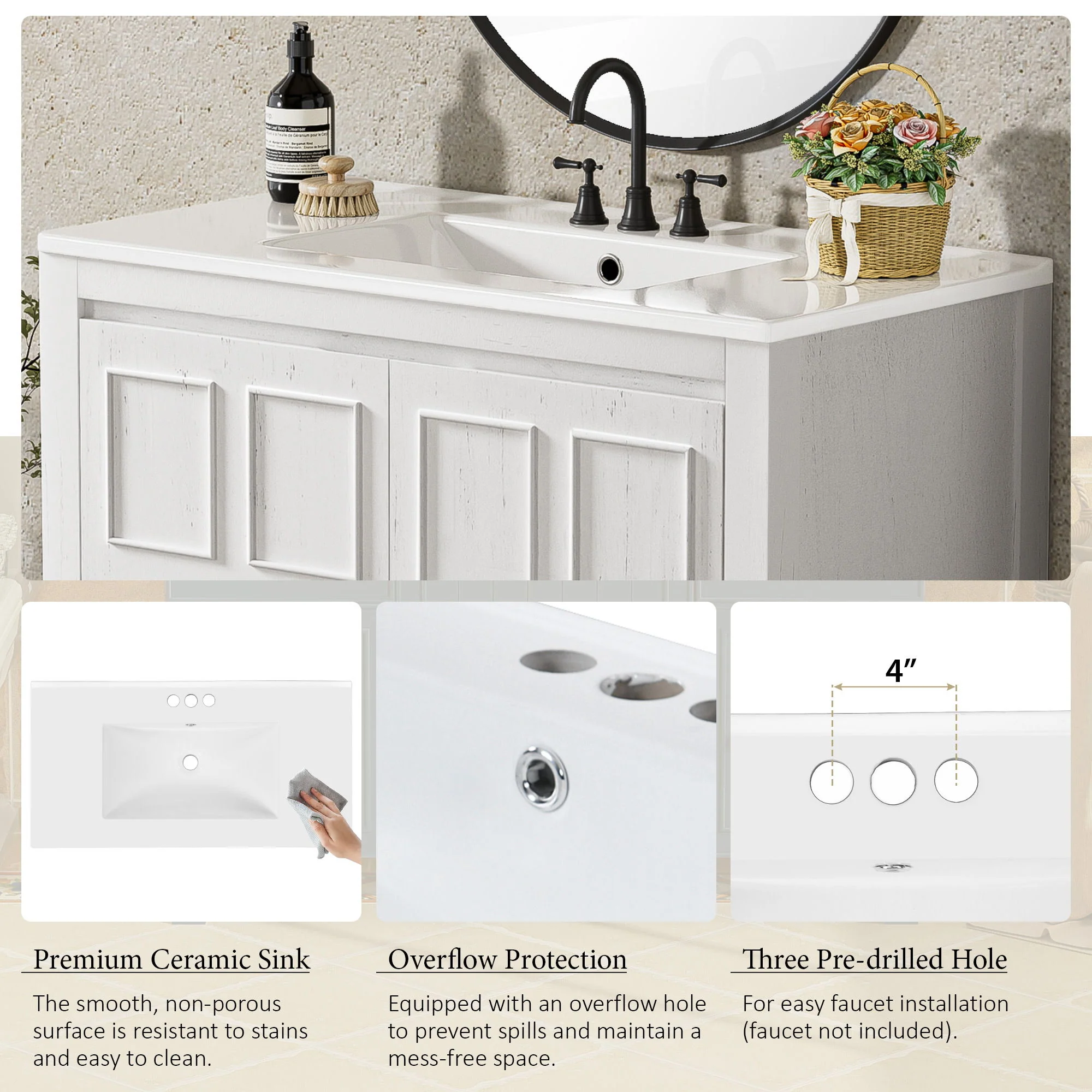 Bathroom Vanity Organizer With Sink, Combo Cabinet Set, Bathroom Storage Cabinet - Image 24