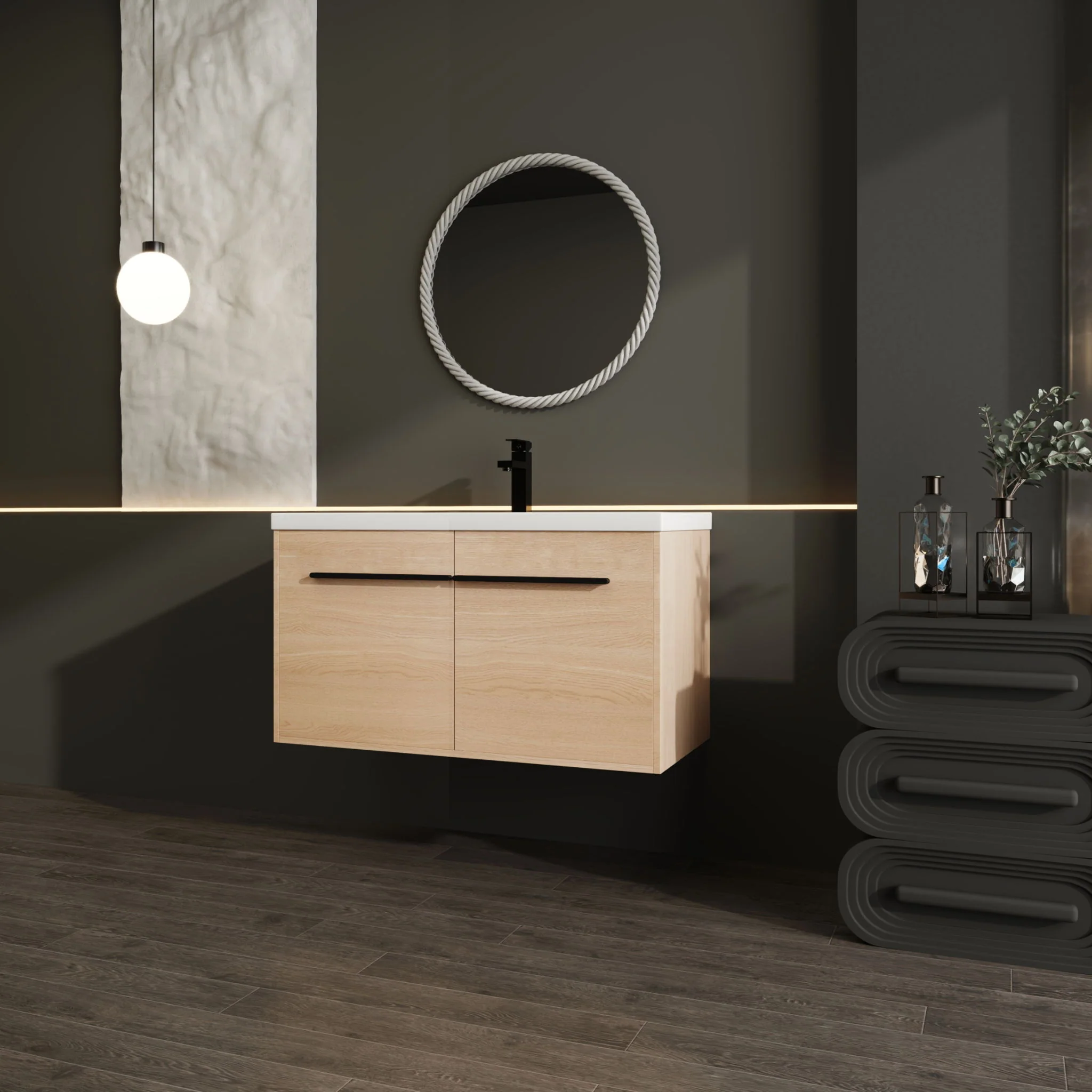 Bathroom Vanity Set With Resin Countertop Sink, 2 Doors - Image 12