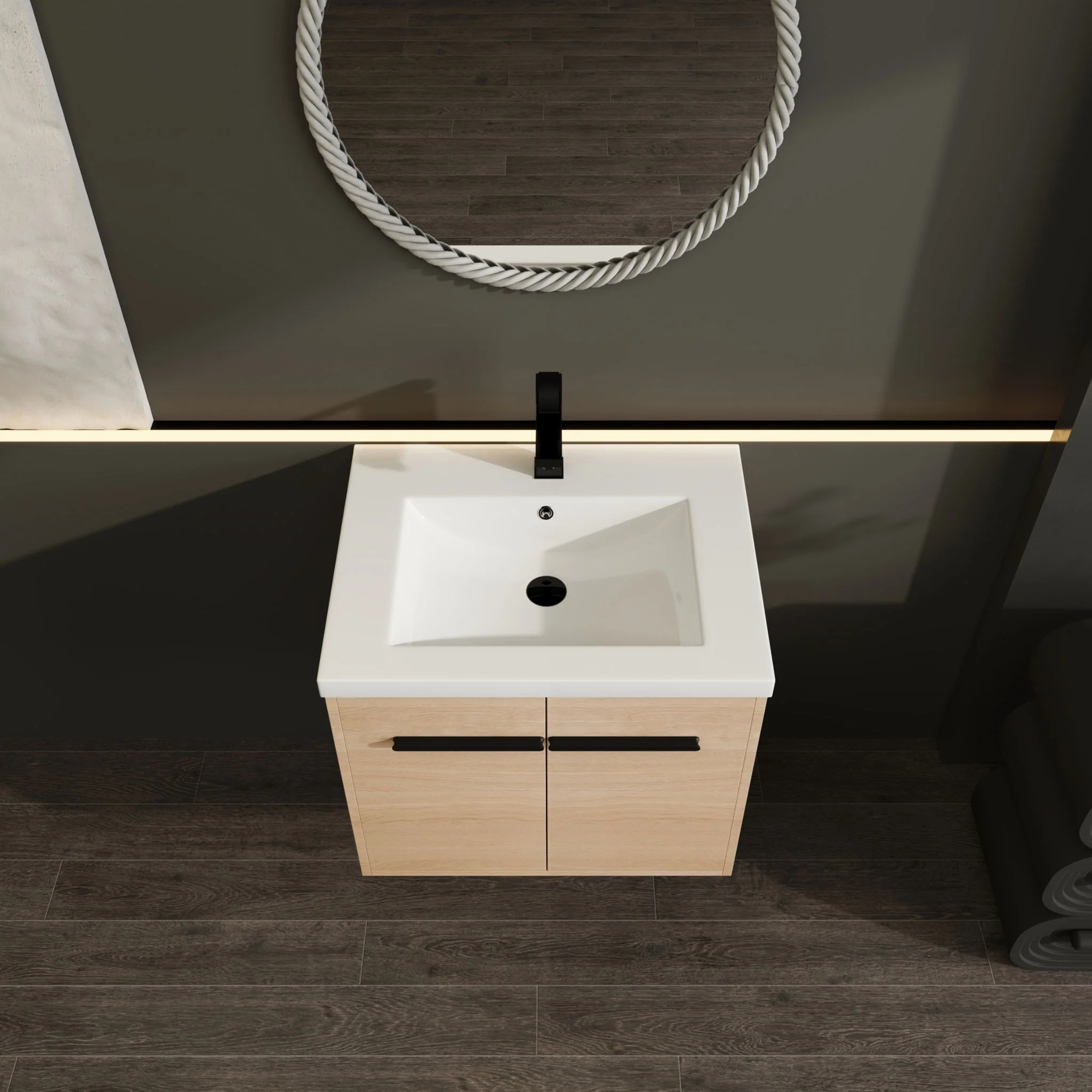 Bathroom Vanity Set With Resin Countertop Sink, 2 Doors - Image 8
