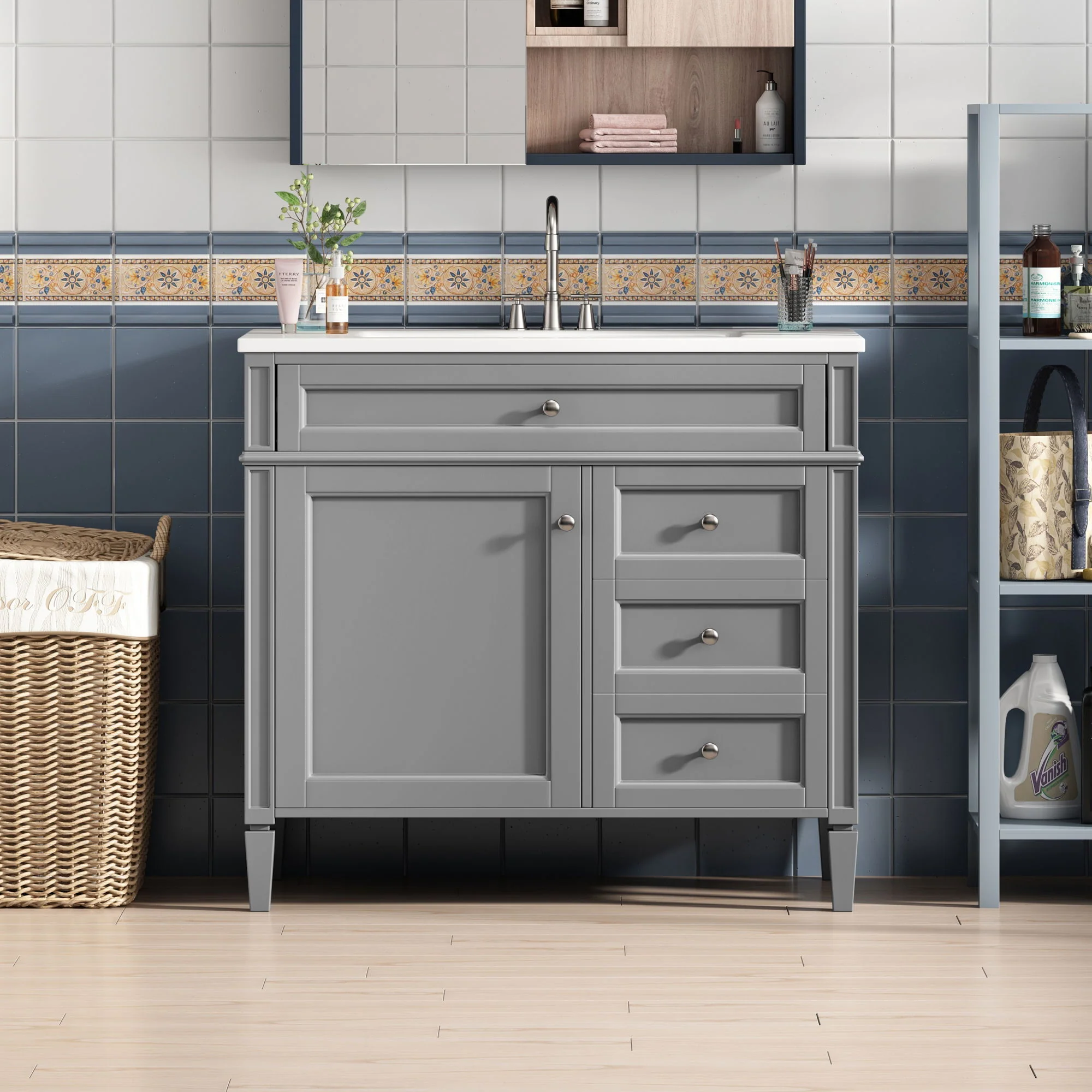 Bathroom Vanity With 2 Drawers And Tip-Out Drawer, Storage Cabinet - Image 132