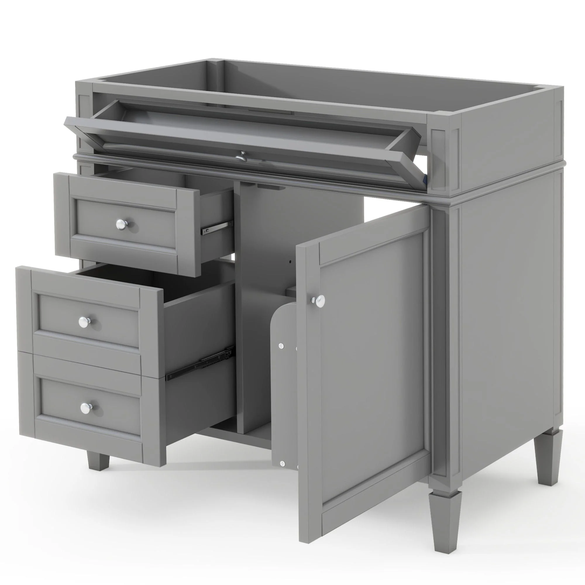 Bathroom Vanity With 2 Drawers And Tip-Out Drawer, Storage Cabinet - Image 34