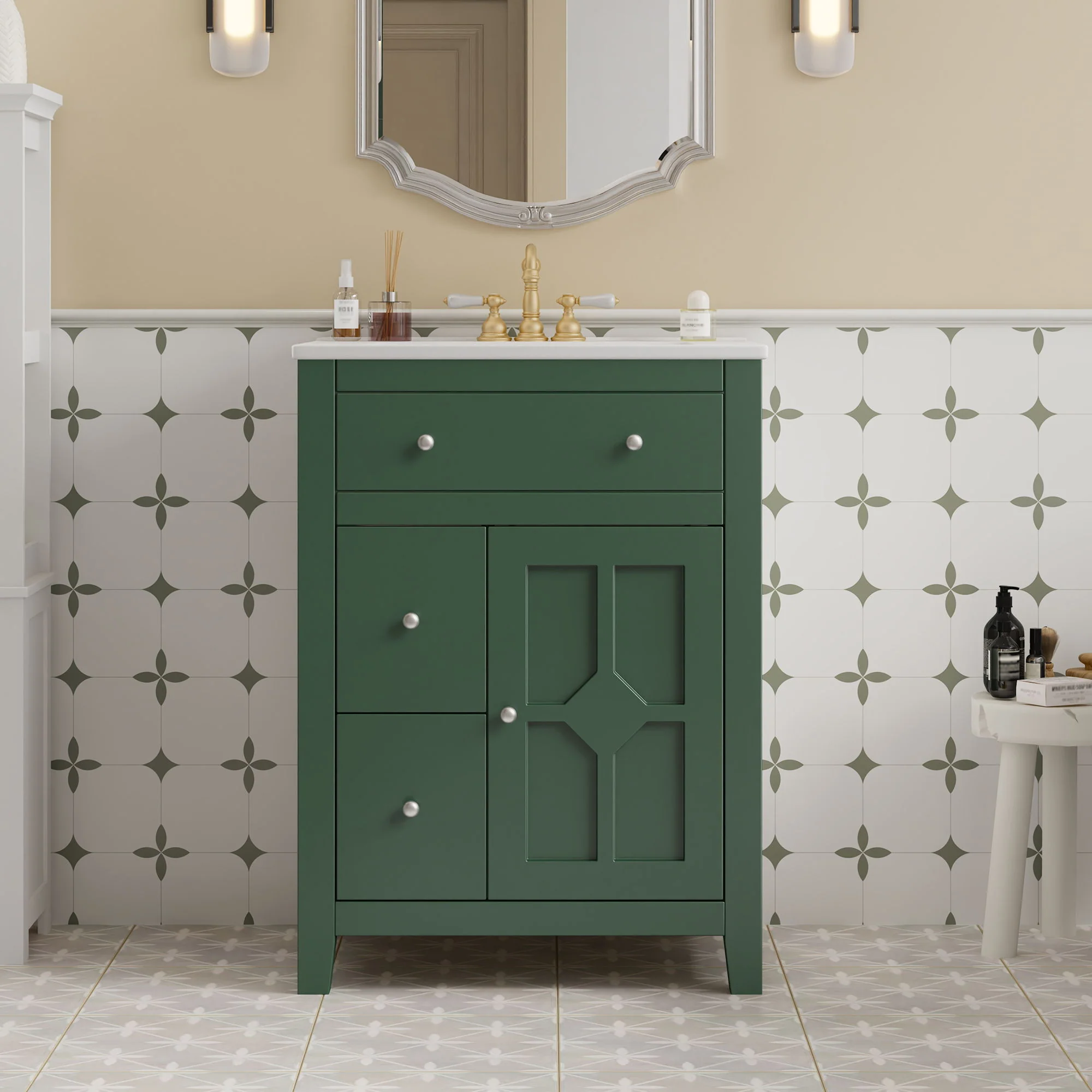 Bathroom Vanity With Basin, Rectangular Cabinet With 2 Drawers And Soft Closing Door - Image 12