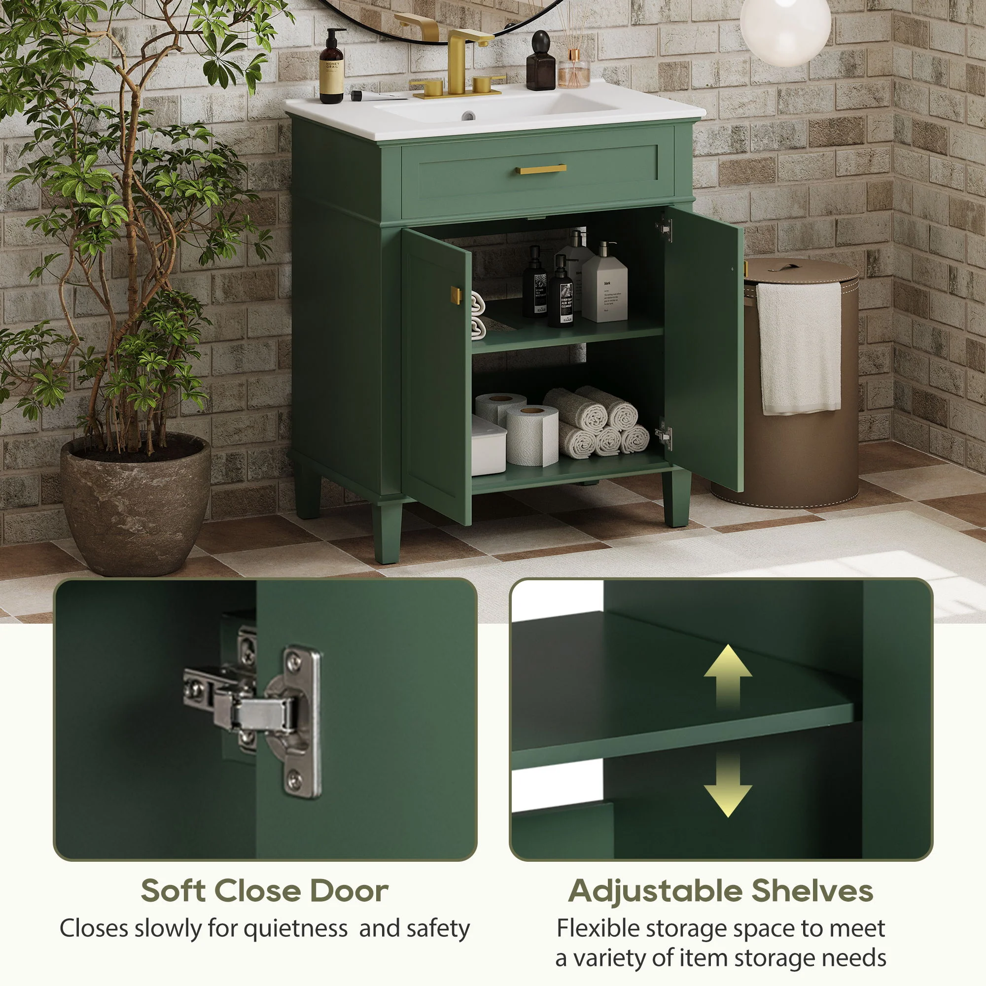 Bathroom Vanity With Ceramic Basin, Soft Close Door And Adjustable Shelves - Image 11