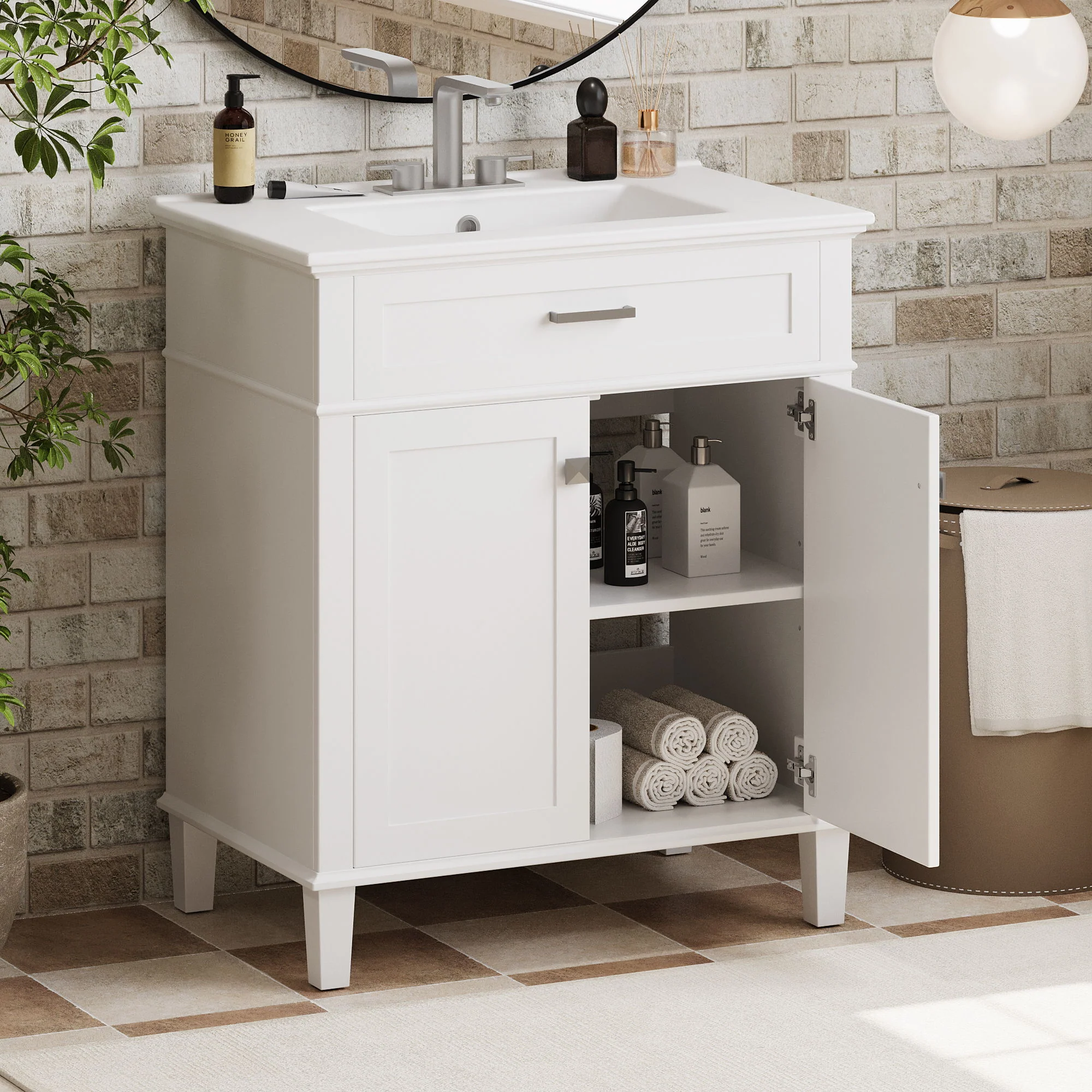 Bathroom Vanity With Ceramic Basin, Soft Close Door And Adjustable Shelves - Image 16
