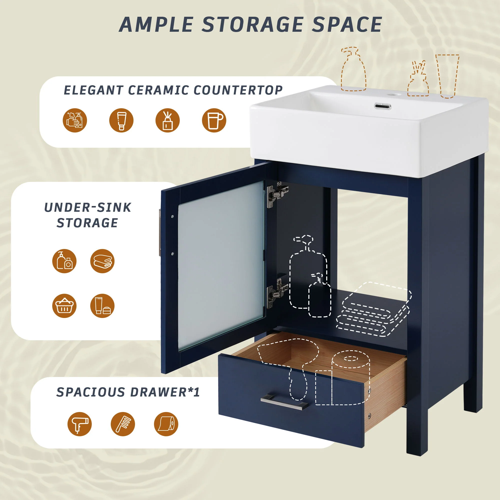 Bathroom Vanity With Ceramic Sink And Ample Storage, Ideal For Small Bathrooms - Image 25