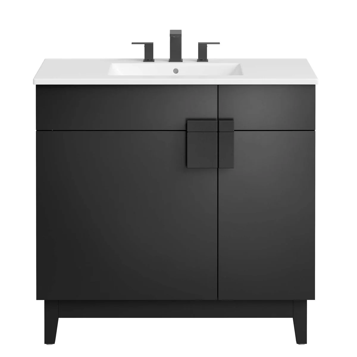 Bathroom Vanity with Ceramic Sink and Storage Cabinet for Bath, Contemporary Vanity Unit - Image 84