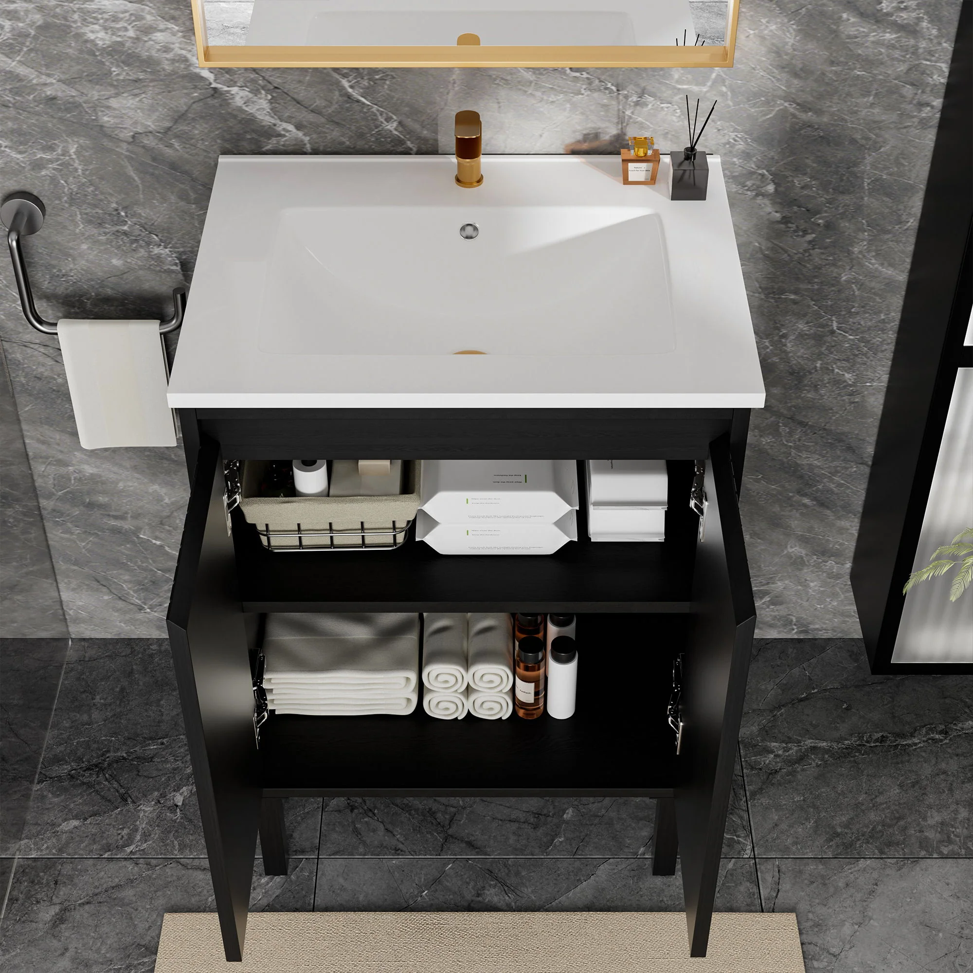 Bathroom Vanity With Ceramic Sink, Floor-Standing Design, Soft-Closing Drawers - Image 22