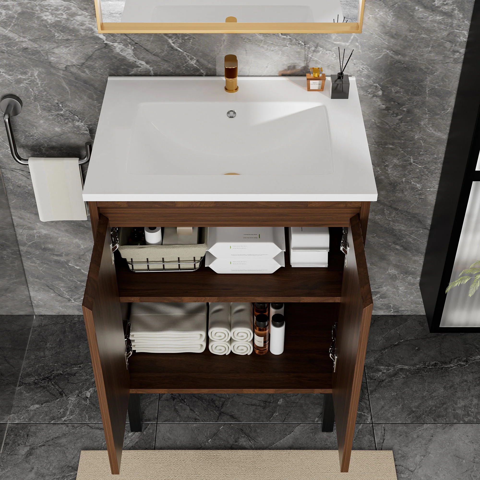 Bathroom Vanity With Ceramic Sink, Floor-Standing Design, Soft-Closing Drawers - Image 25