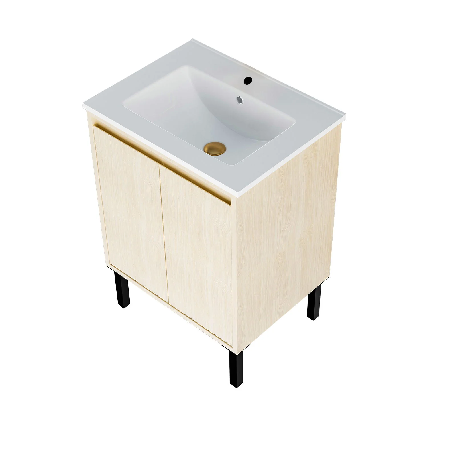 Bathroom Vanity With Ceramic Sink, Floor-Standing Design, Soft-Closing Drawers - Image 3