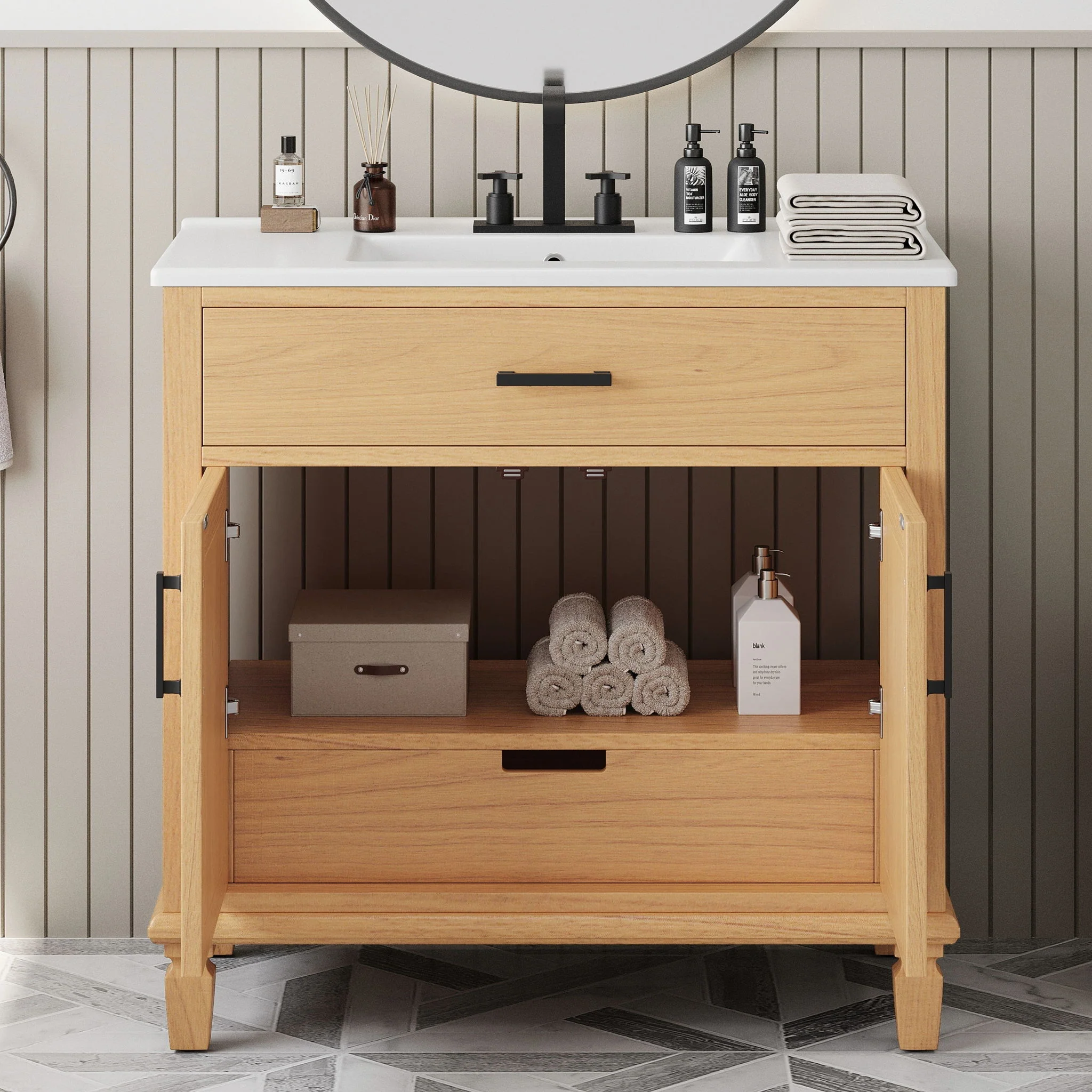 Bathroom Vanity With Ceramic Sink, Modern Free Standing Cabinet With Soft Close Drawers - Image 18