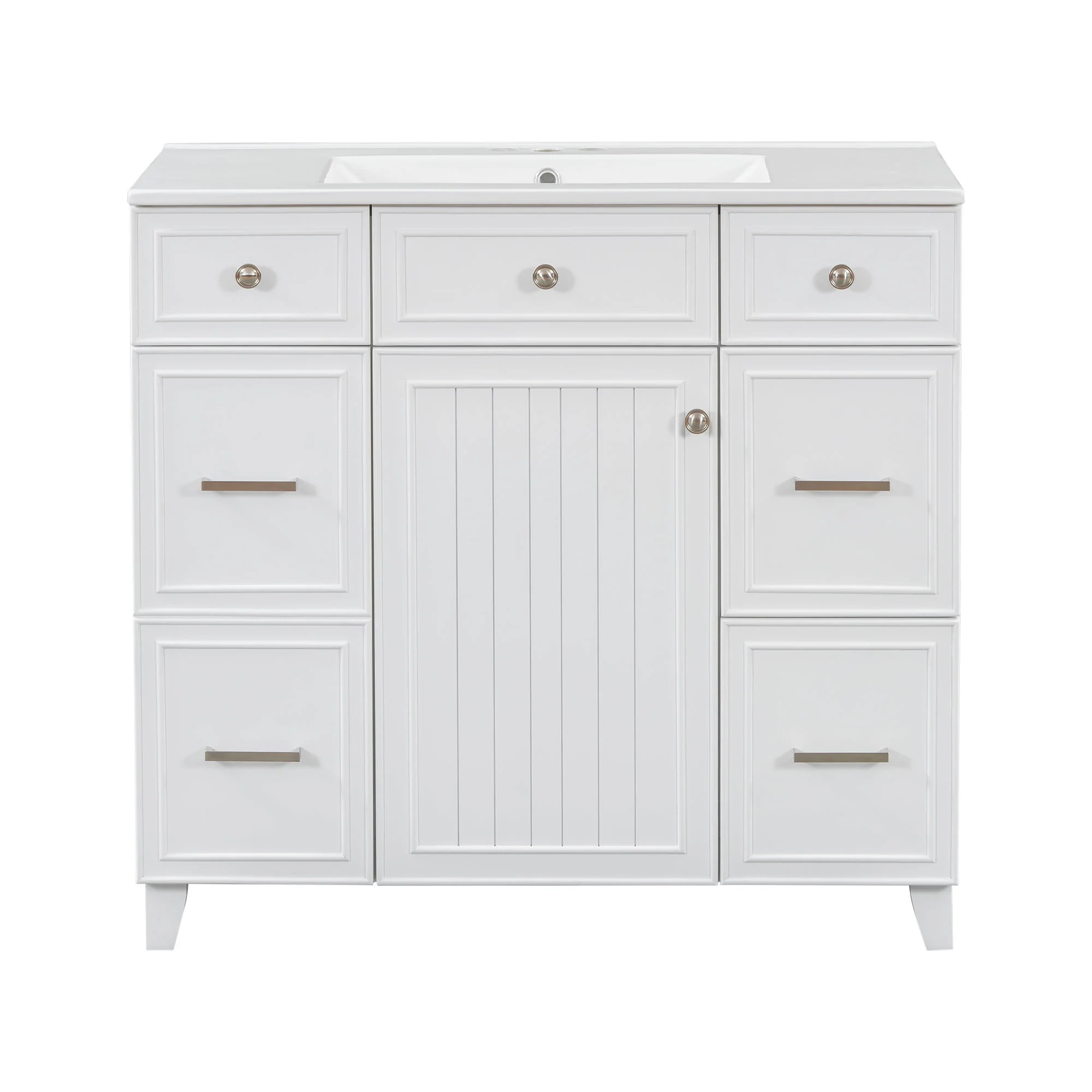Bathroom Vanity With Ceramic Sink, Soft Close Doors, Adjustable Shelves - Image 2