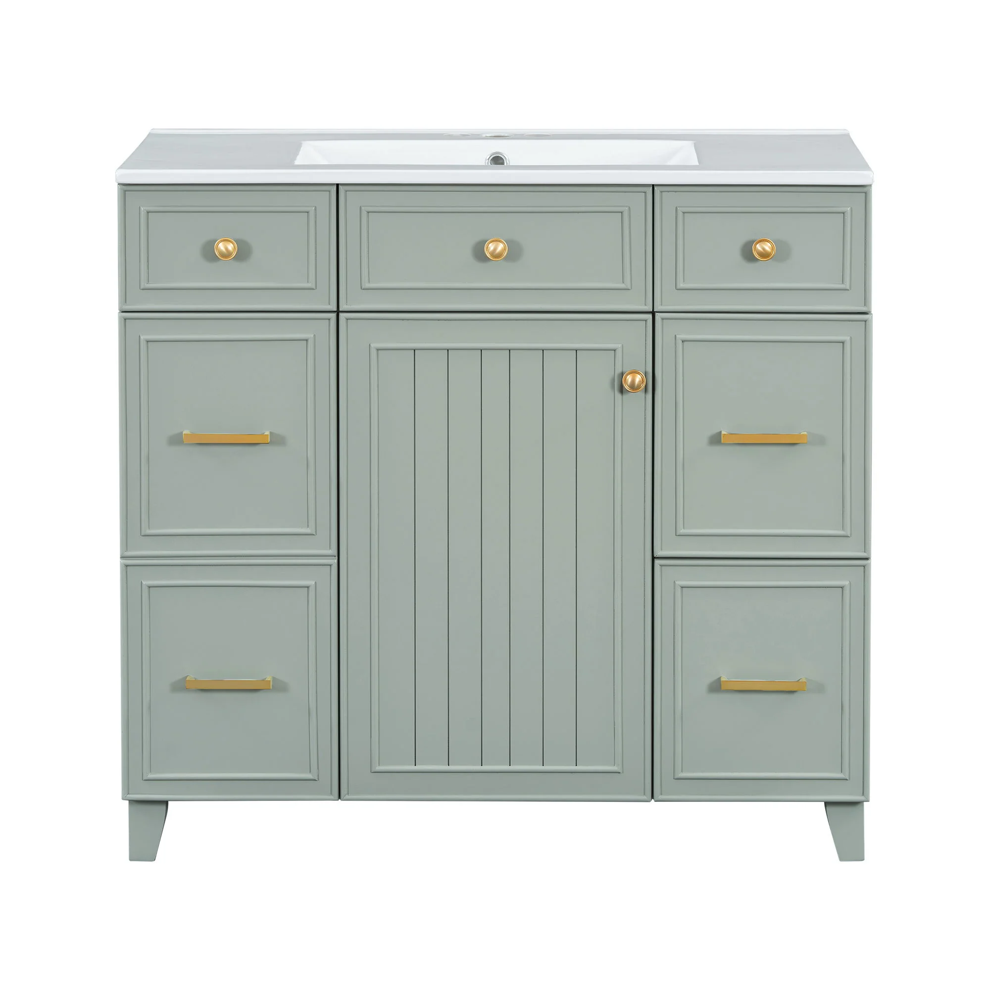 Bathroom Vanity With Ceramic Sink, Soft Close Doors, Adjustable Shelves - Image 3
