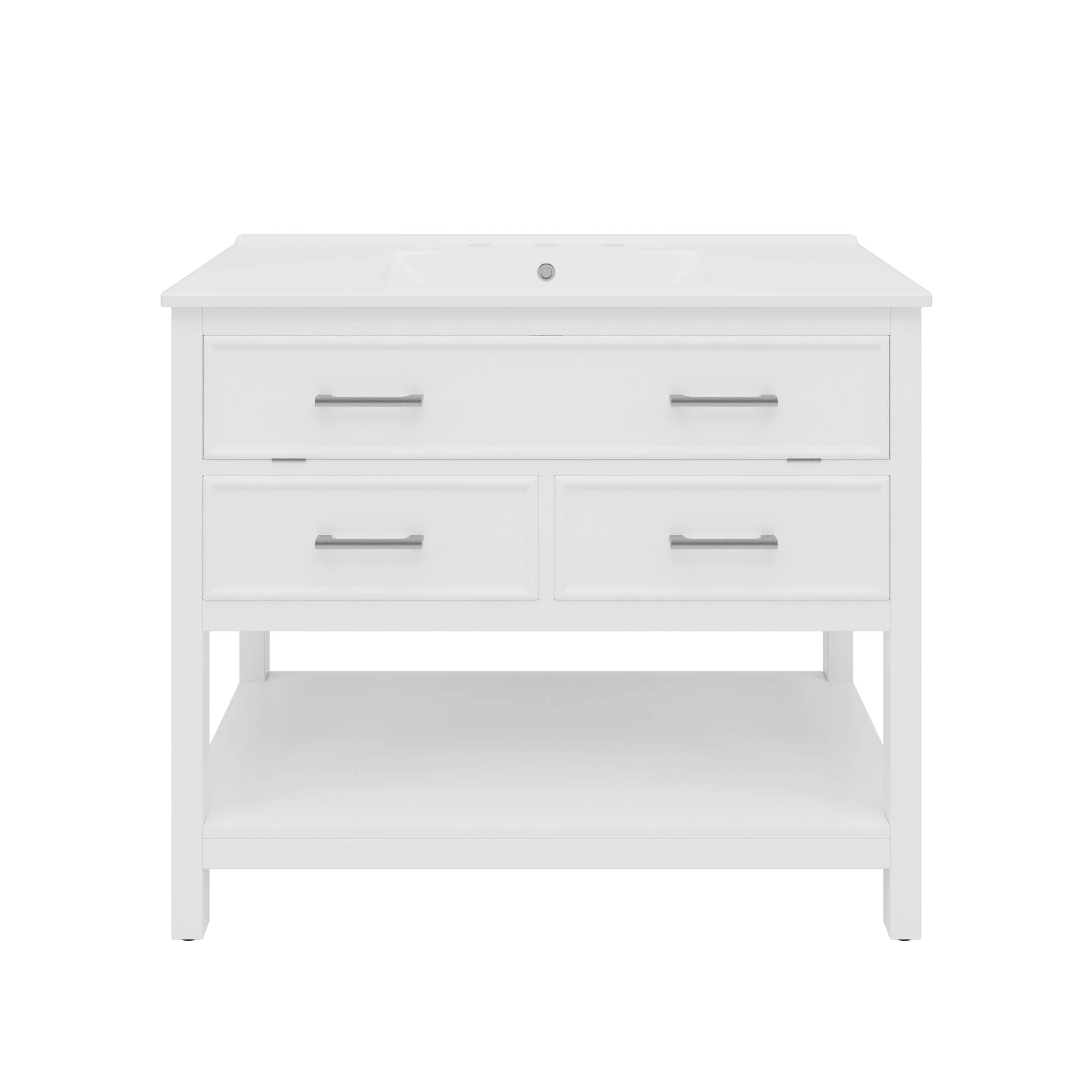Bathroom Vanity With Ceramic Sink, Tip Out Tray & 2 Full Extension Drawers - Image 3