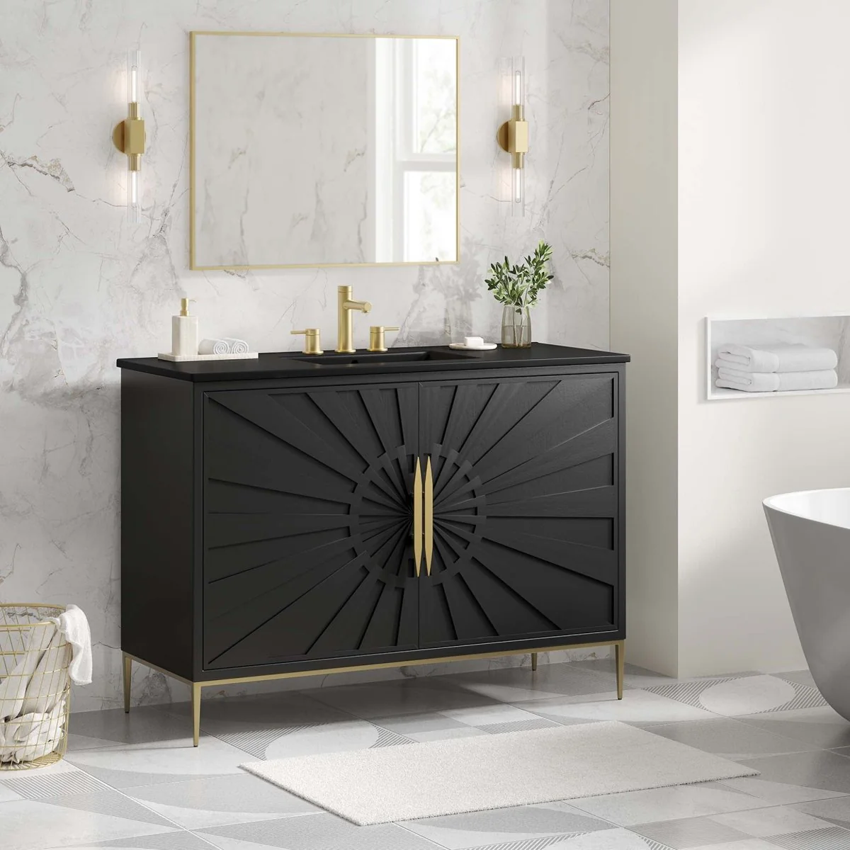 Bathroom Vanity with Ceramic Sink Top – Modern Vanity Unit for Bathroom - Image 110