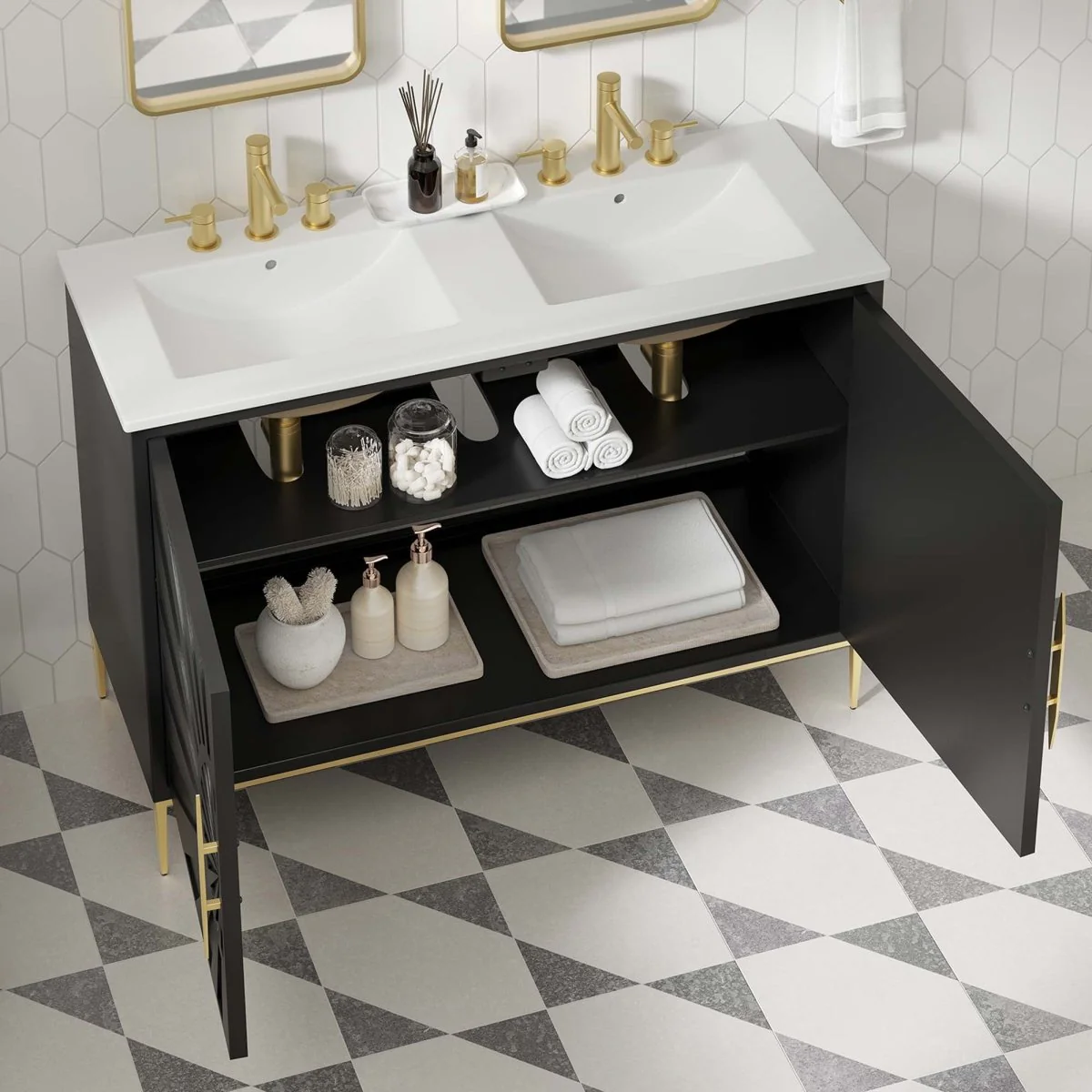 Bathroom Vanity with Ceramic Sink Top – Modern Vanity Unit for Bathroom - Image 114