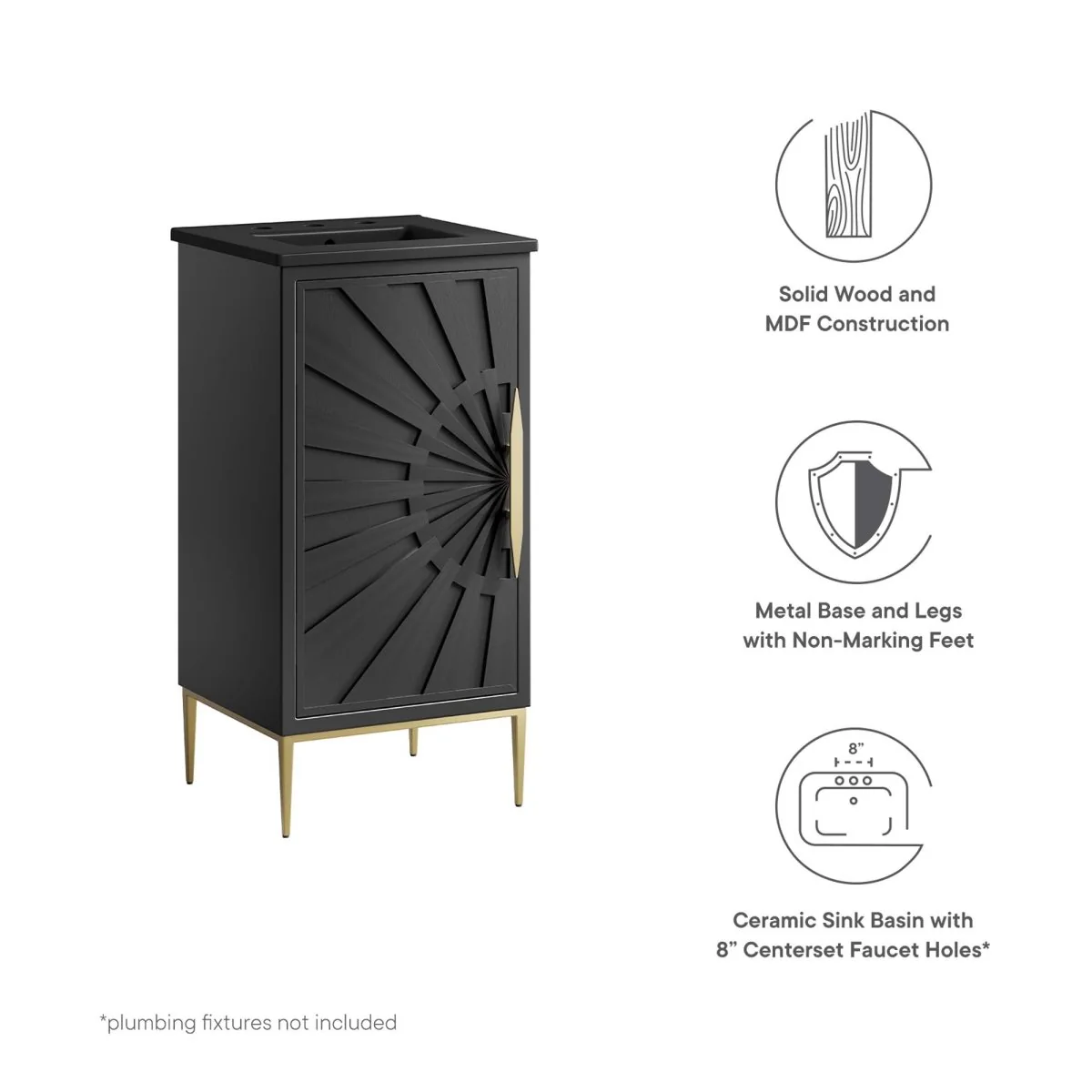 Bathroom Vanity with Ceramic Sink Top – Modern Vanity Unit for Bathroom - Image 2