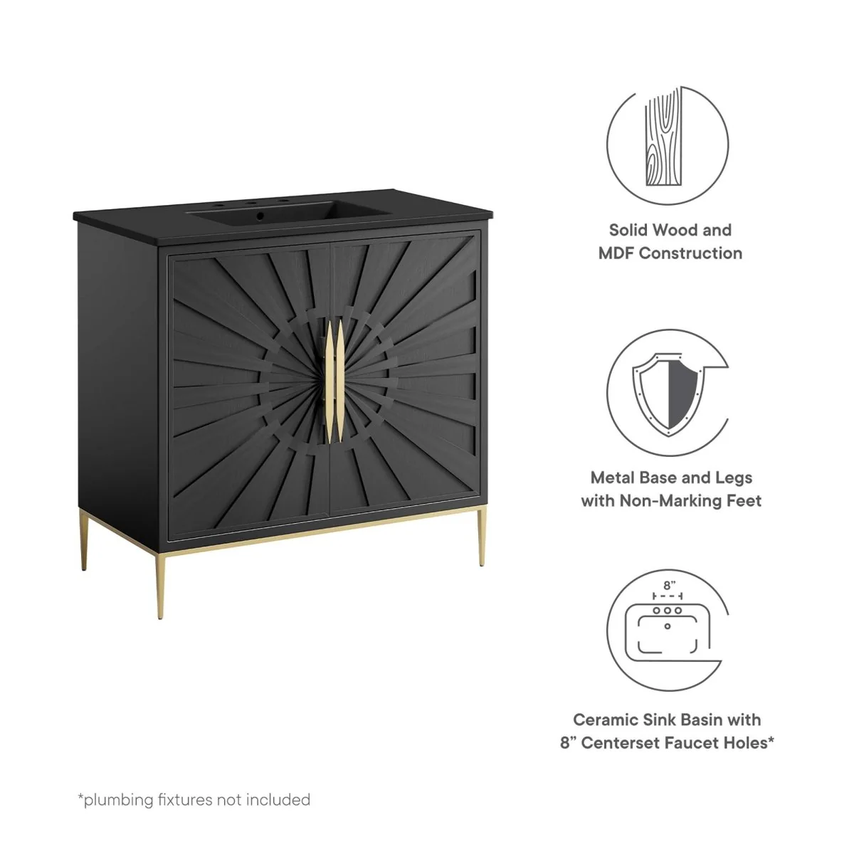 Bathroom Vanity with Ceramic Sink Top – Modern Vanity Unit for Bathroom - Image 79